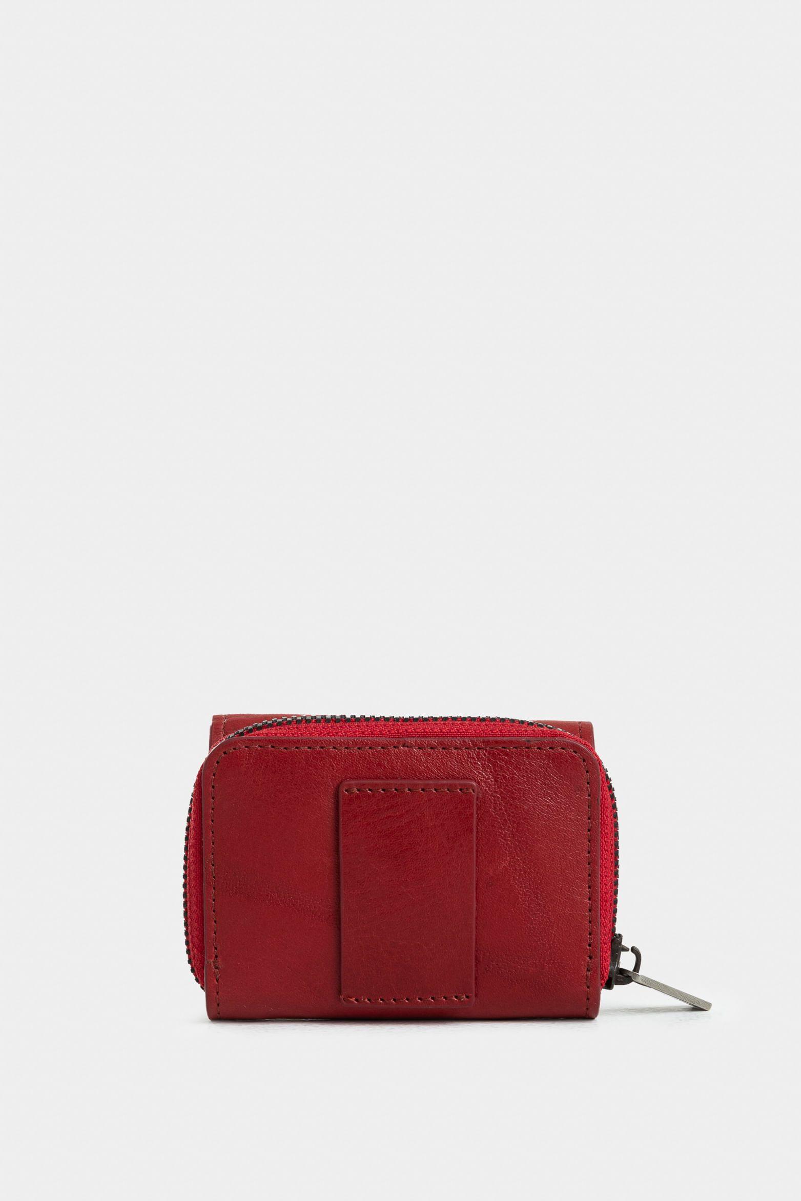 Vélez Monedero Tropical Cuero Mujer Broche Y Cremallera Rojo-2