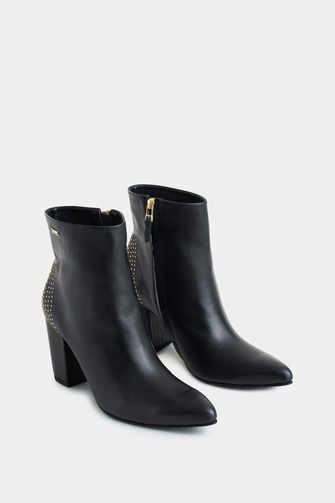 Vélez Botines Office Kira Cuero Mujer Mini Taches Negro-1