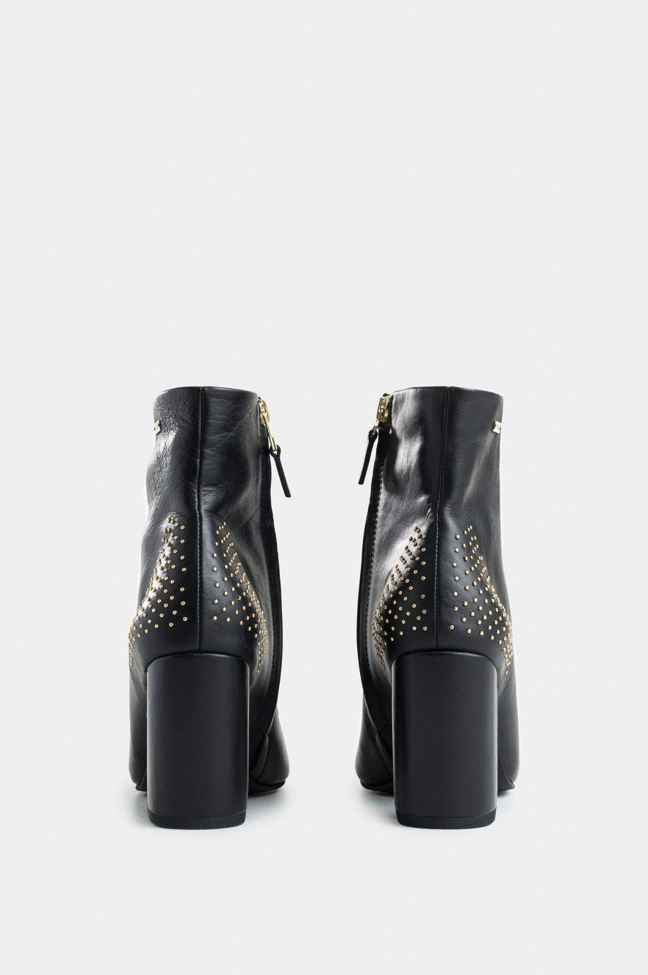 Vélez Botines Office Kira Cuero Mujer Mini Taches Negro-2