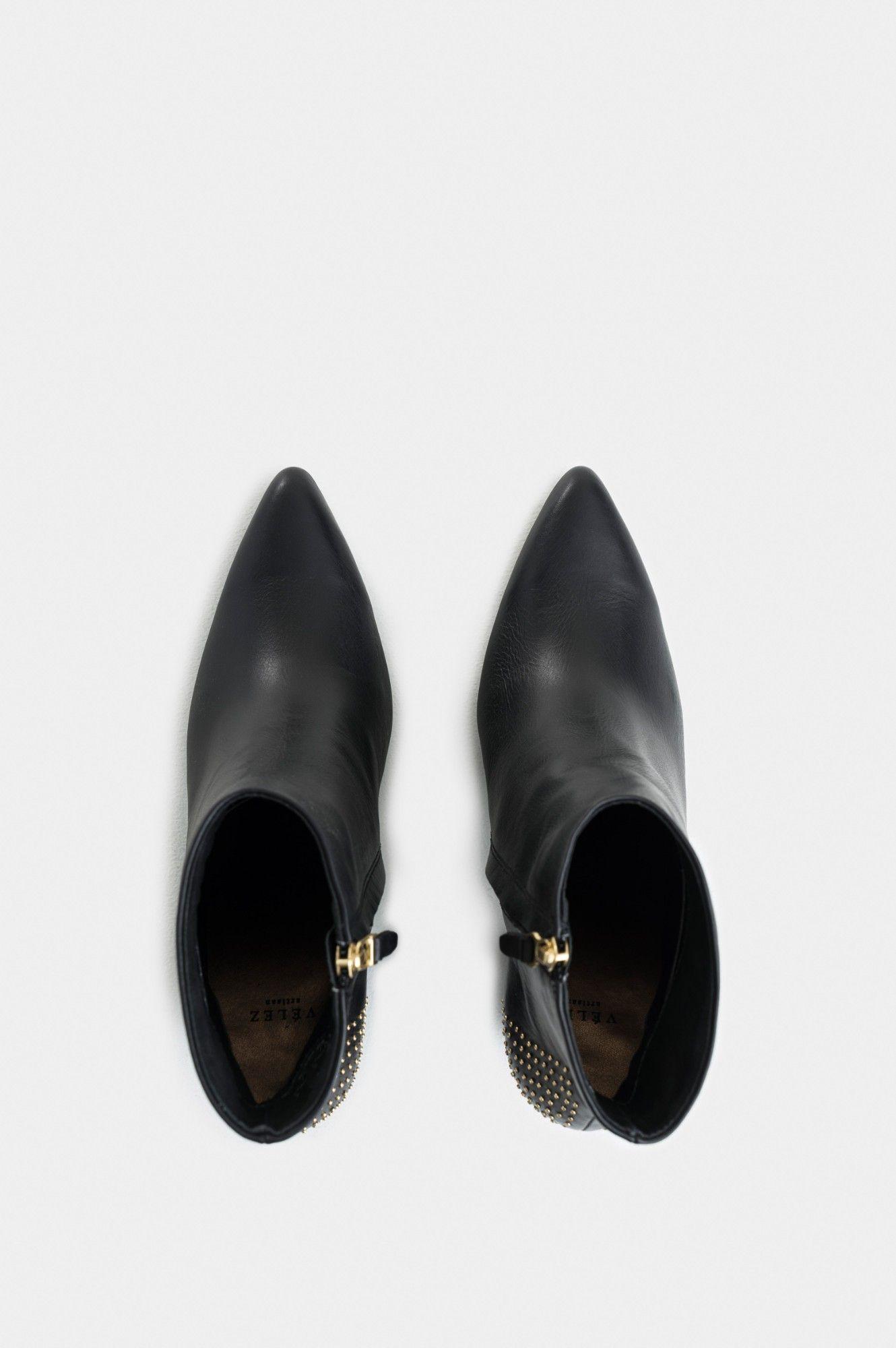 Vélez Botines Office Kira Cuero Mujer Mini Taches Negro-3