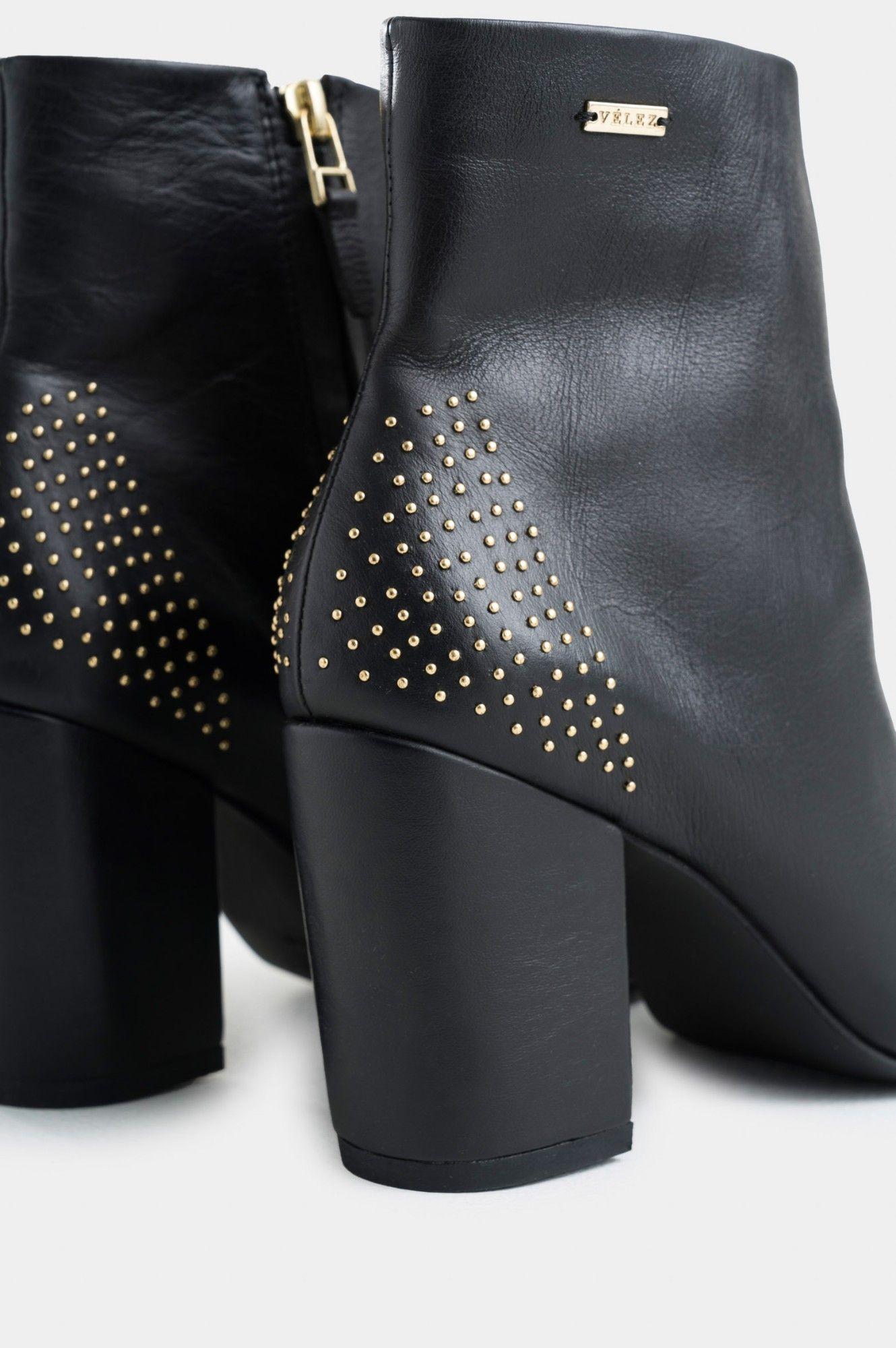 Vélez Botines Office Kira Cuero Mujer Mini Taches Negro-4