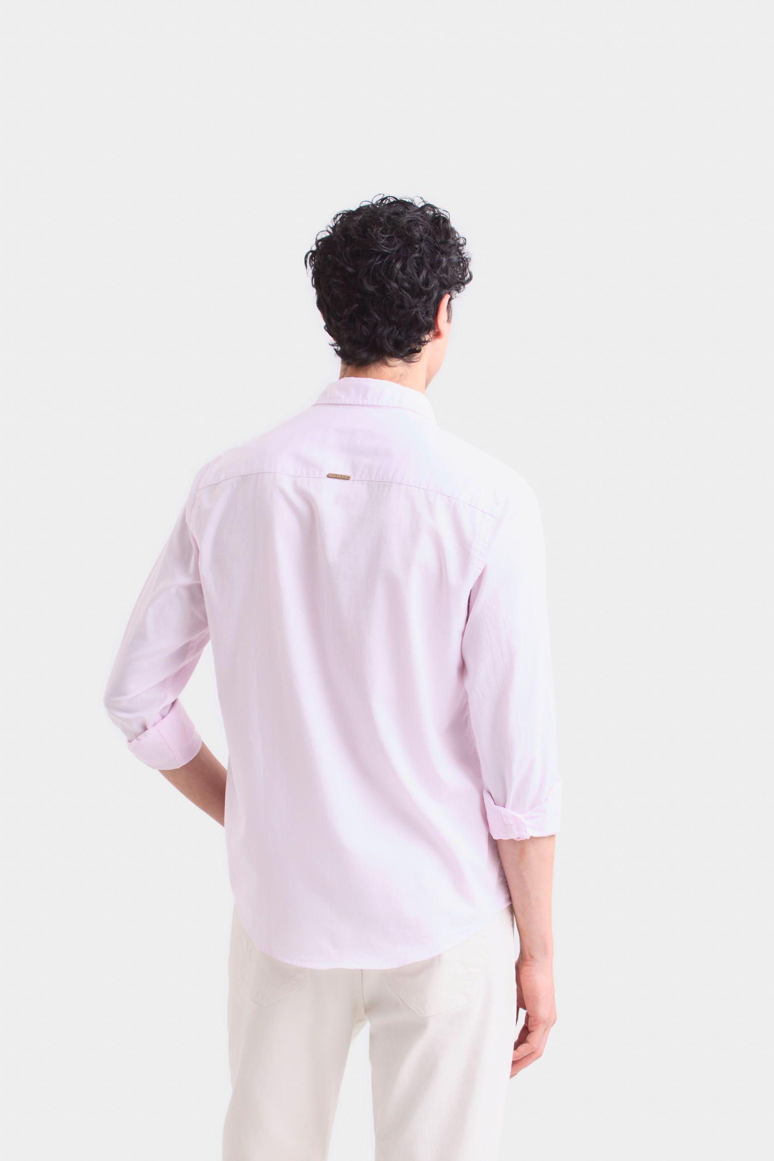 Vélez Camisa Manga Larga Para Hombre Cuello Clásico Rosado-4