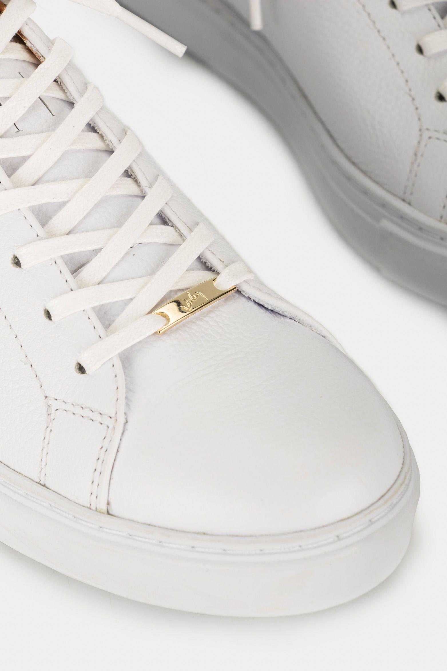 Vélez Tenis Casual De Cuero Combinados Blanco-3
