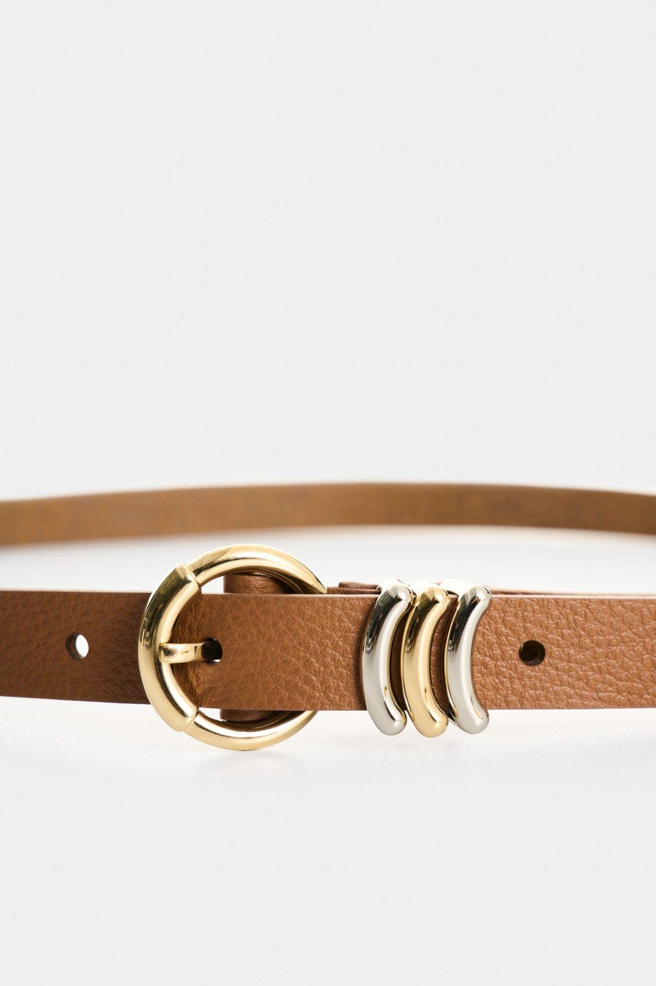 Vélez Cinturón Unifaz Cuero Mujer Puntera Hexagonal Miel-3