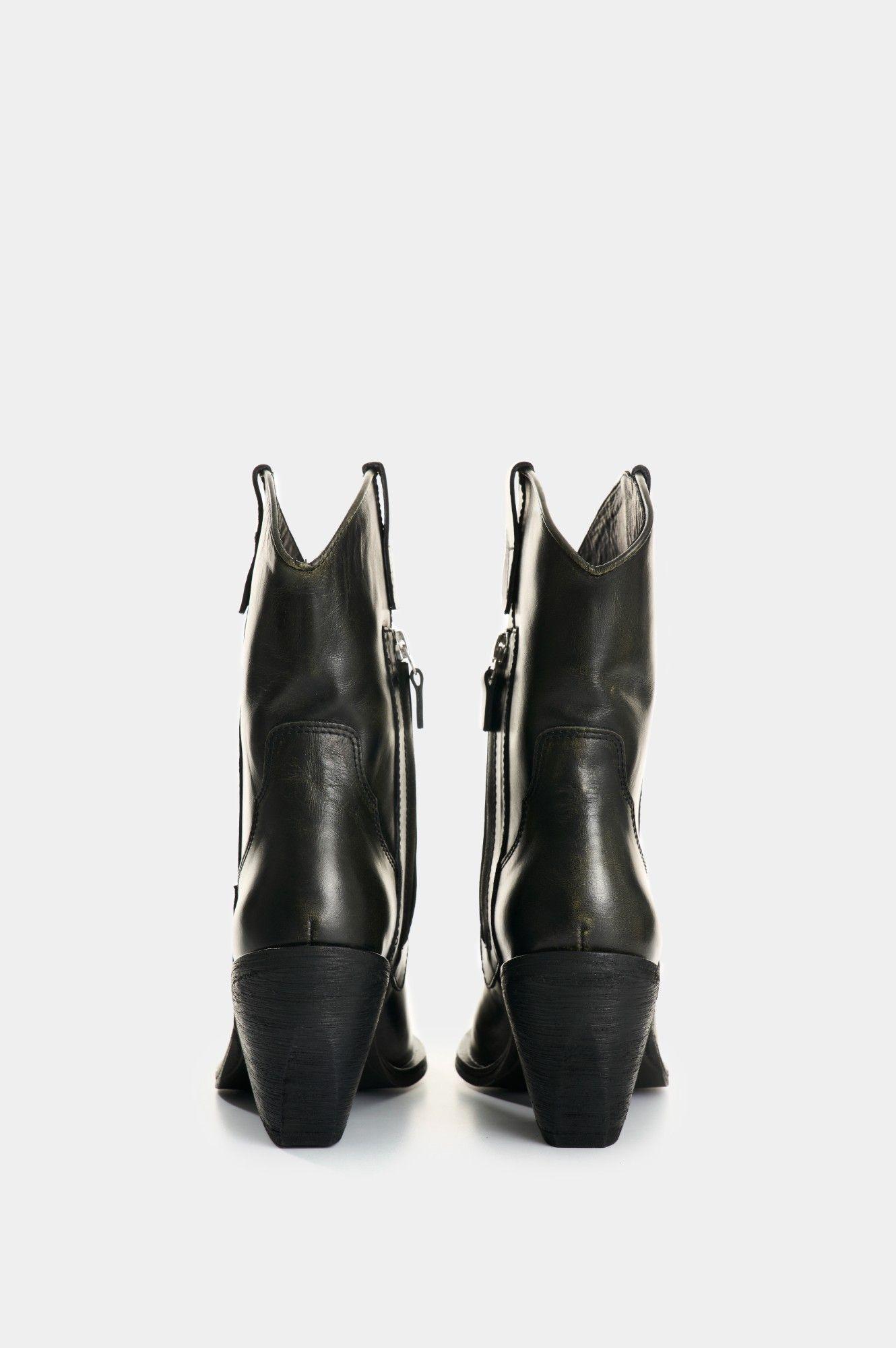 Vélez Botines Texanos De Cuero Brush Off Para Mujer Solen Negro-2
