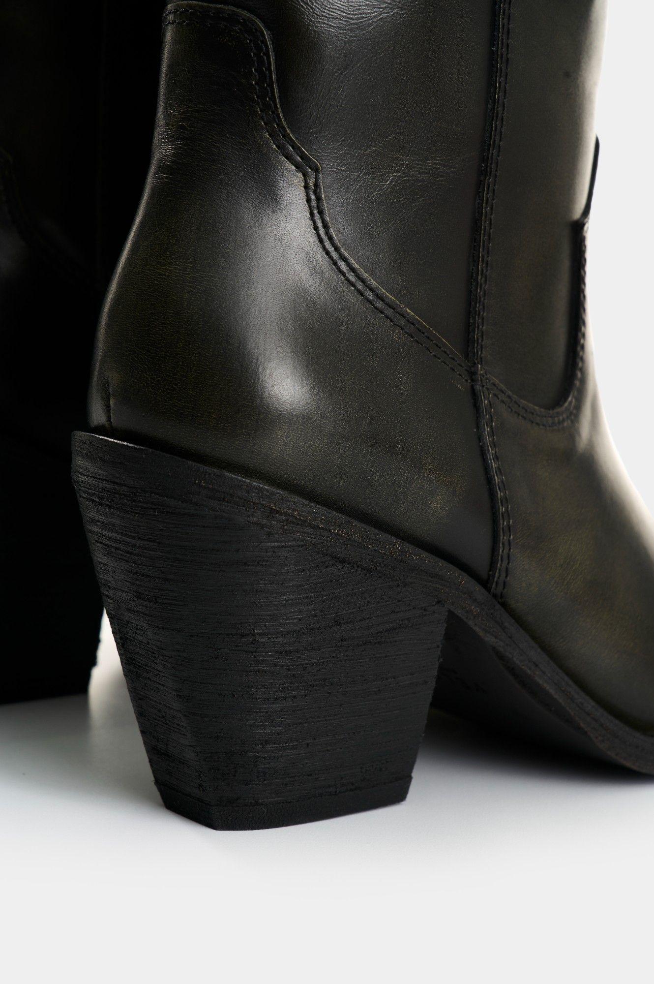 Vélez Botines Texanos De Cuero Brush Off Para Mujer Solen Negro-4