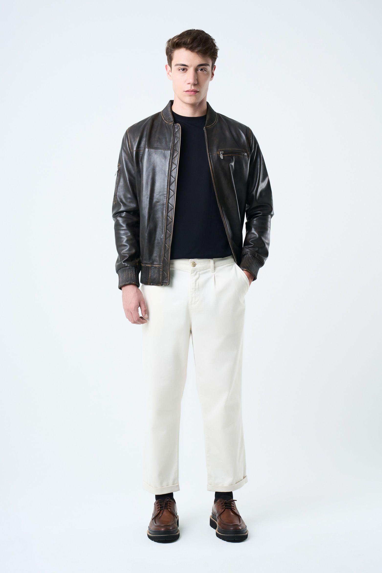 Vélez Chaqueta Sika De Cuero  Hombre Silueta Rider Bronce-2