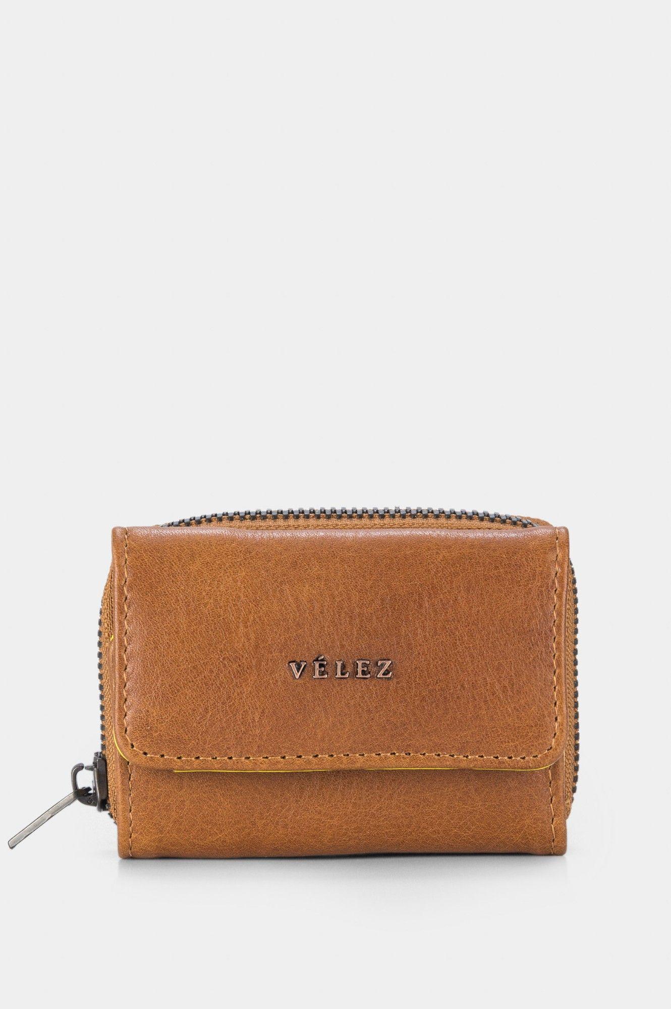 Vélez Monedero Tropical Cuero Mujer Broche Y Cremallera Miel-0