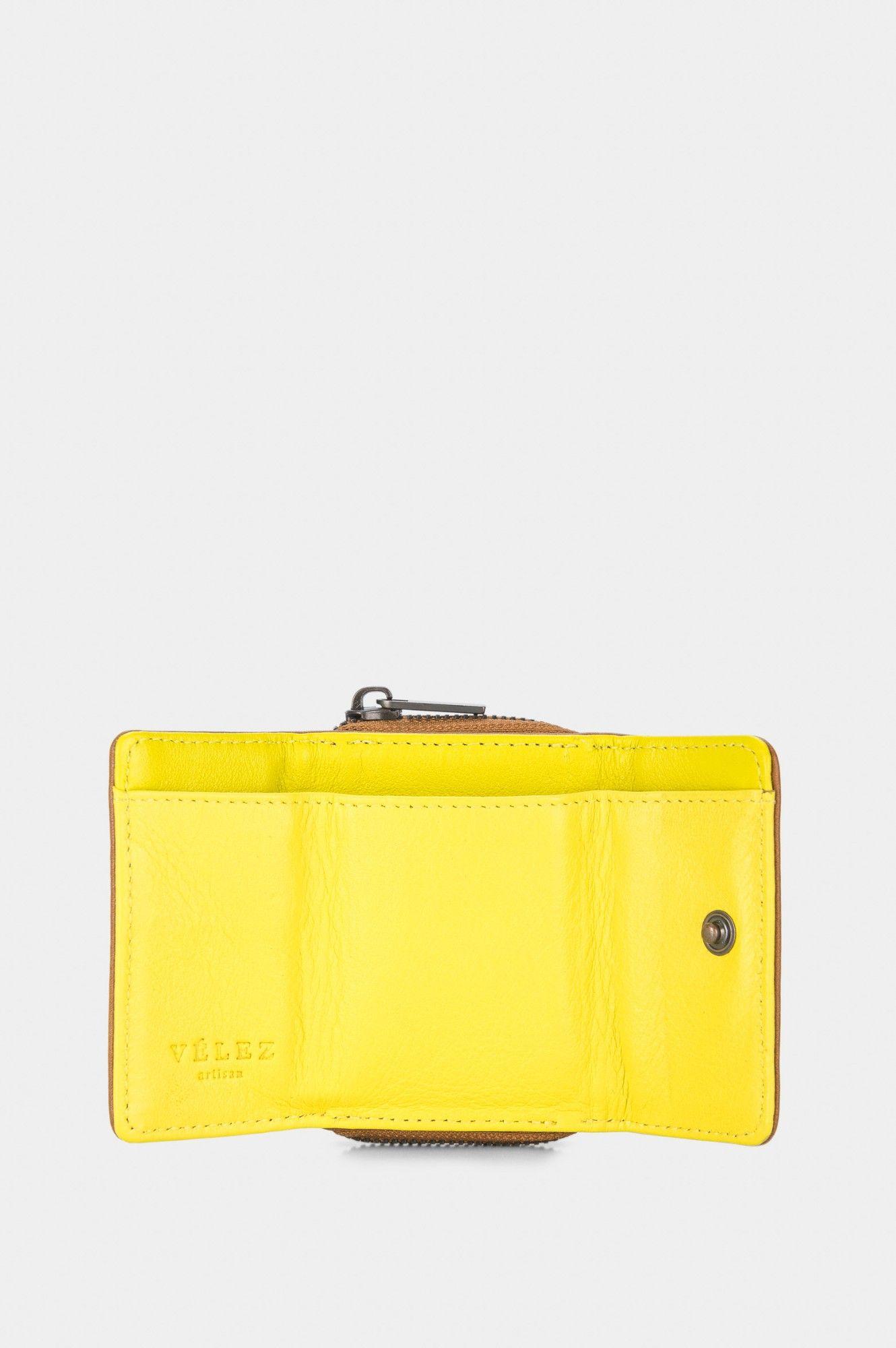 Vélez Monedero Tropical Cuero Mujer Broche Y Cremallera Miel-1