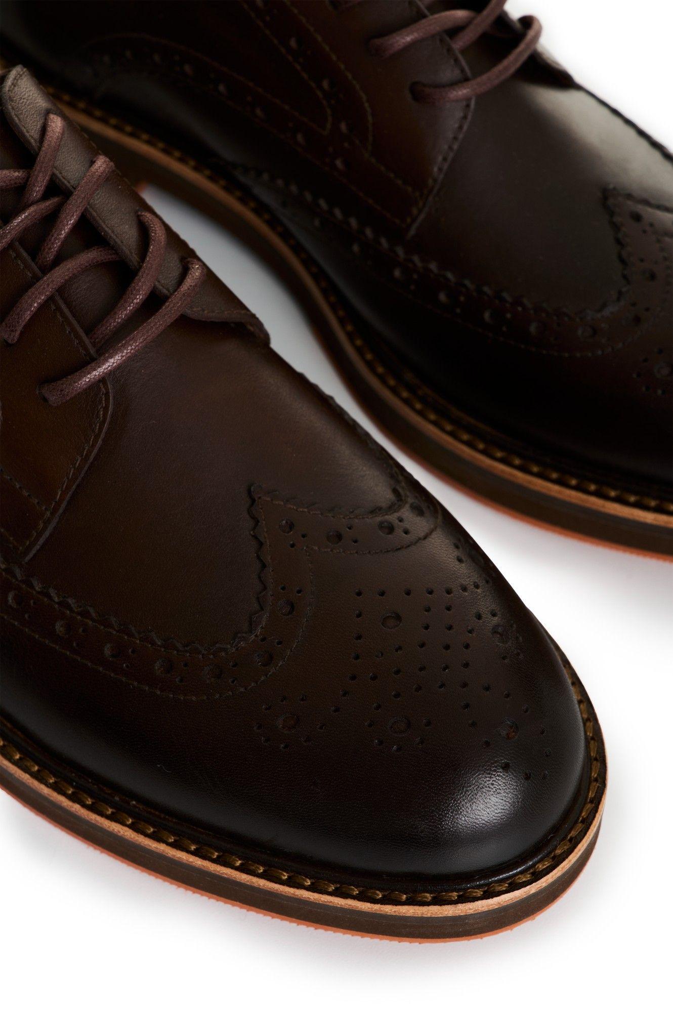 Vélez Zapatos Cordón Brogue Cuero Hombre Cortes Tradicionales Café-4
