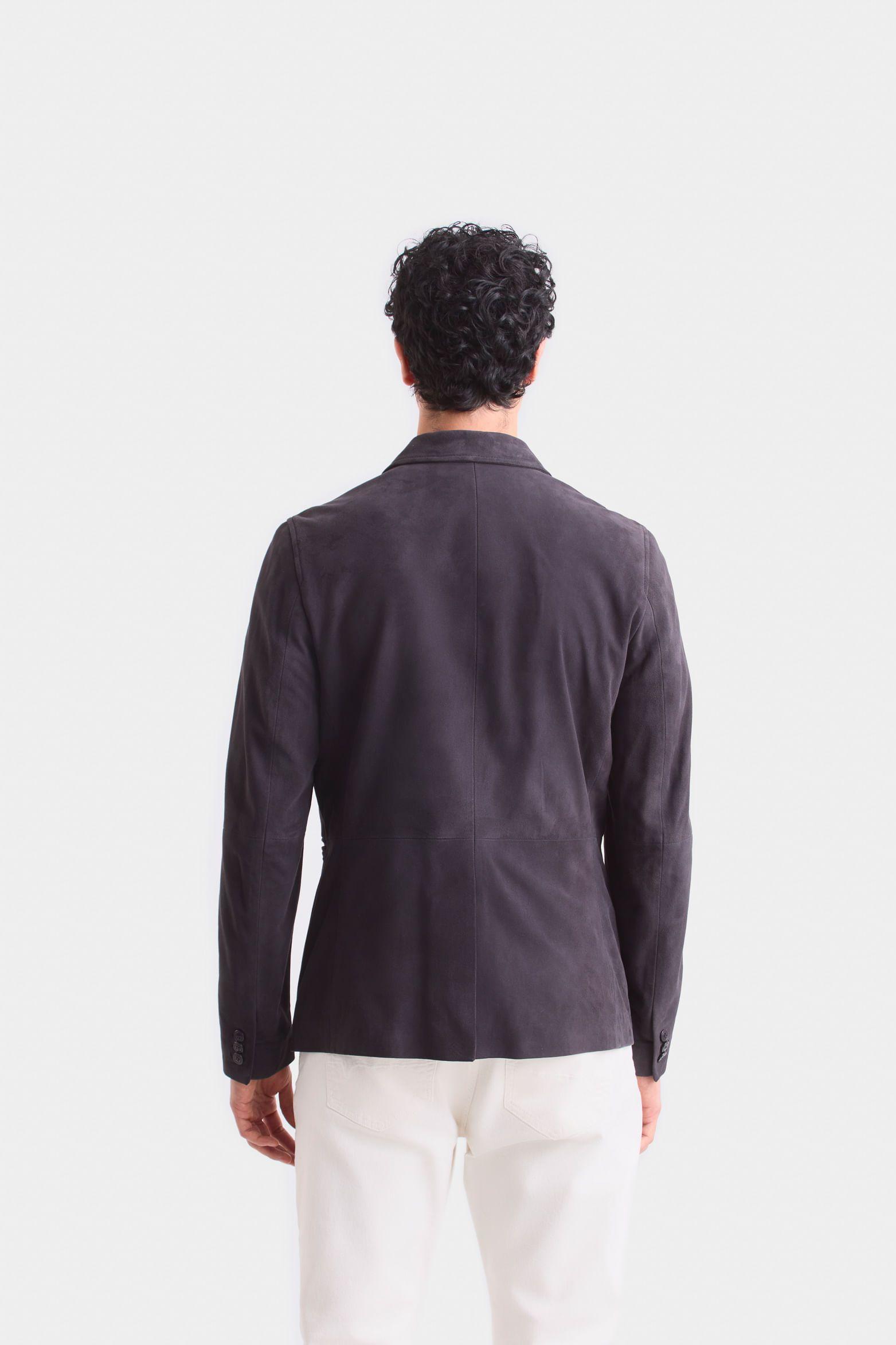 Vélez Blazer Niger De Gamuza Hombre Fit Semi Ajustado Gris-4