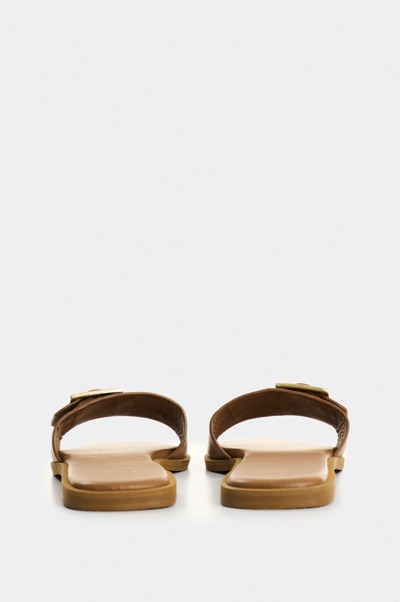 Vélez Sandalia Plana Cuero Mujer Gem Miel-2