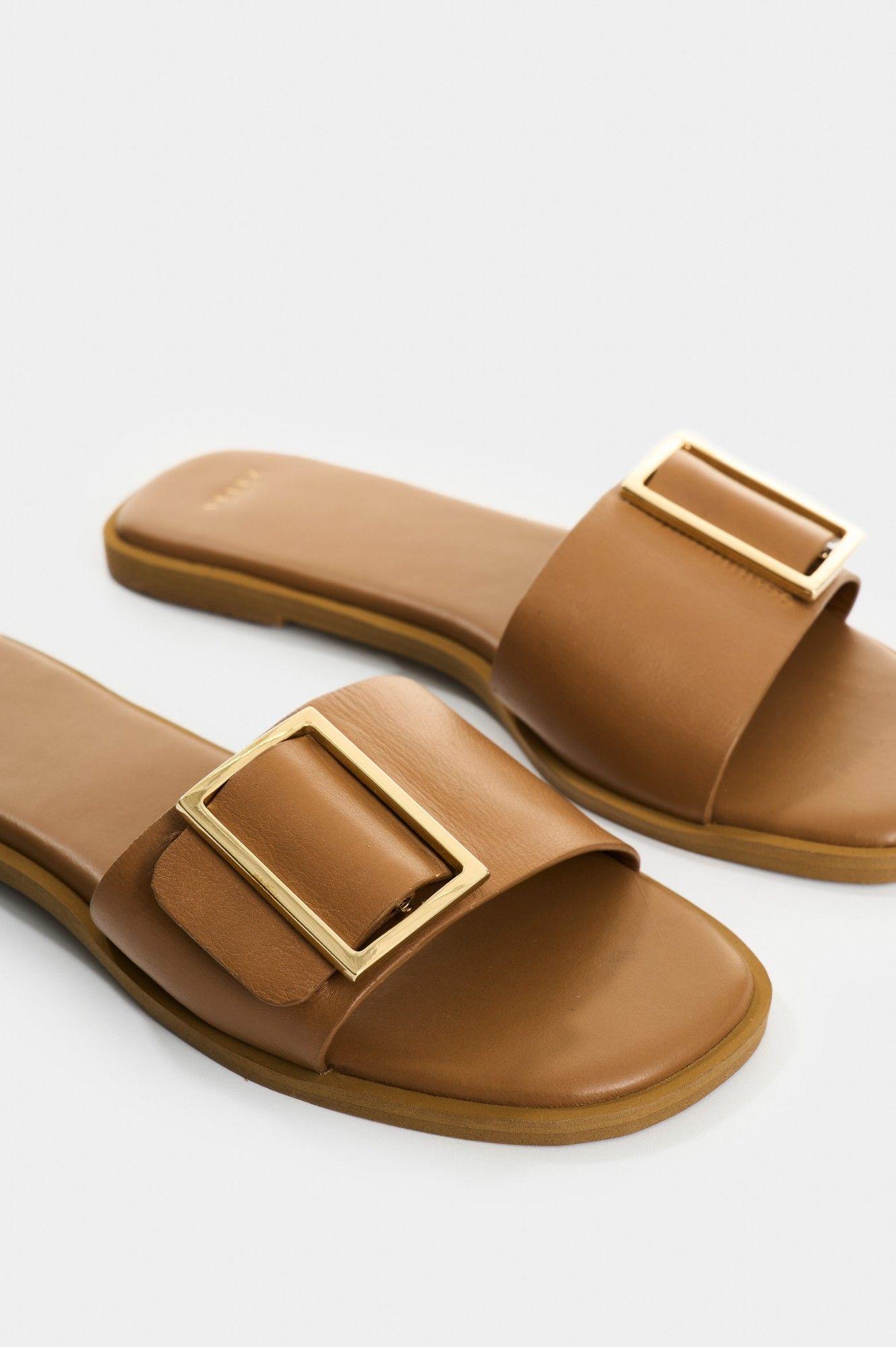 Vélez Sandalia Plana Cuero Mujer Gem Miel-4