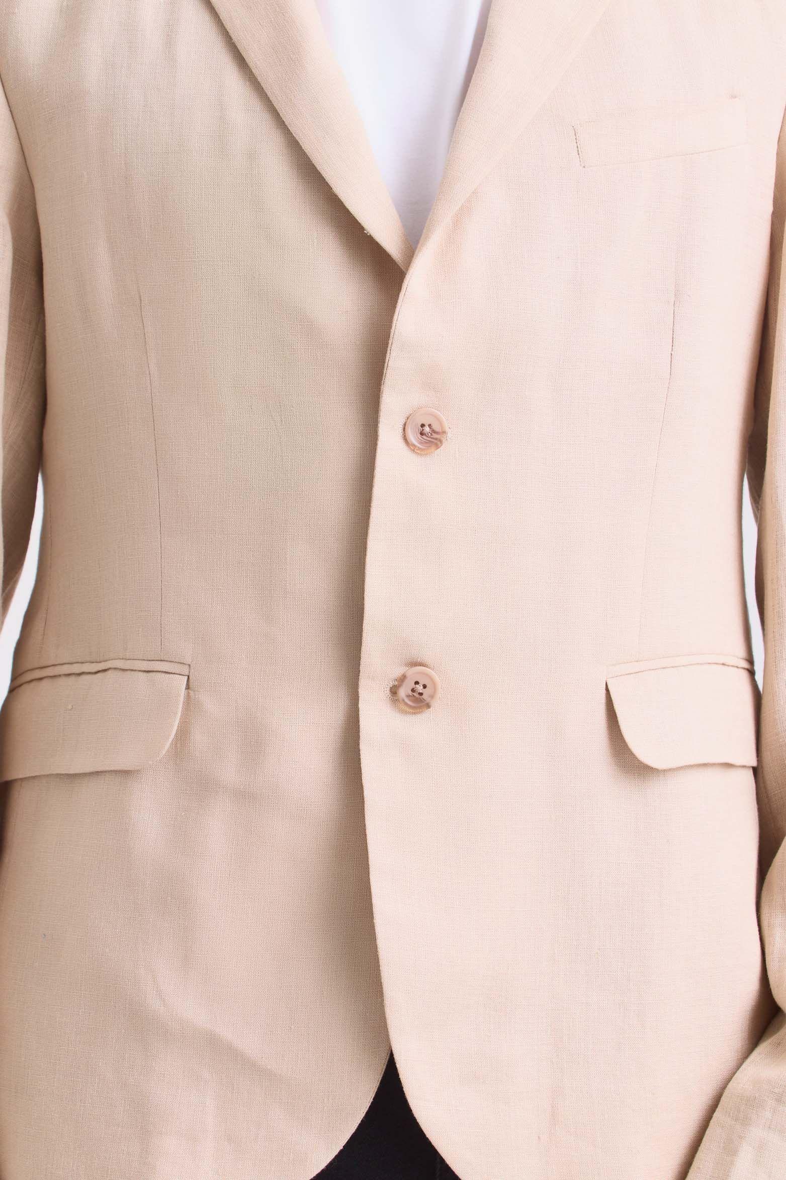 Vélez Blazer Yaqui Lino Hombre Silueta Semi Ajustada Crema-3