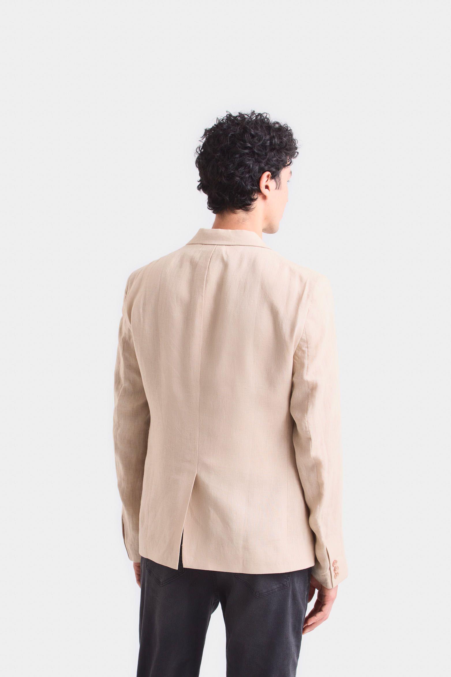 Vélez Blazer Yaqui Lino Hombre Silueta Semi Ajustada Crema-4