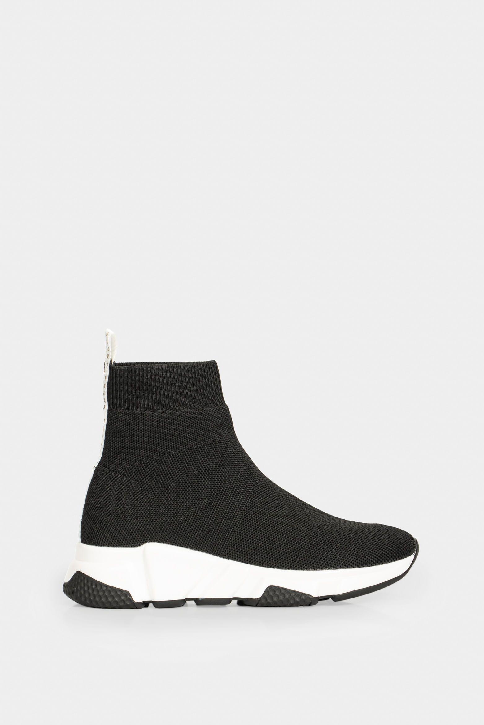 Vélez Zapatillas Botín Zamba Mujer Téxtil Y Cuero Negro-0