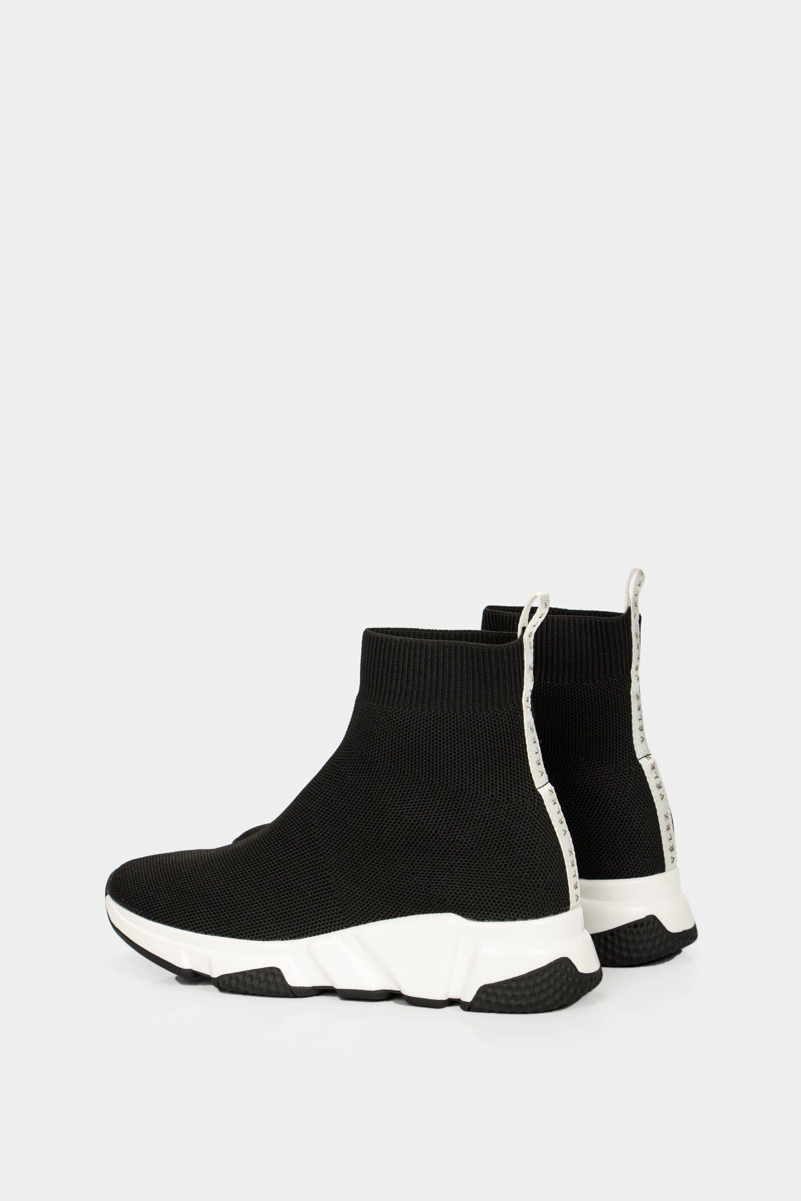 Vélez Zapatillas Botín Zamba Mujer Téxtil Y Cuero Negro-2