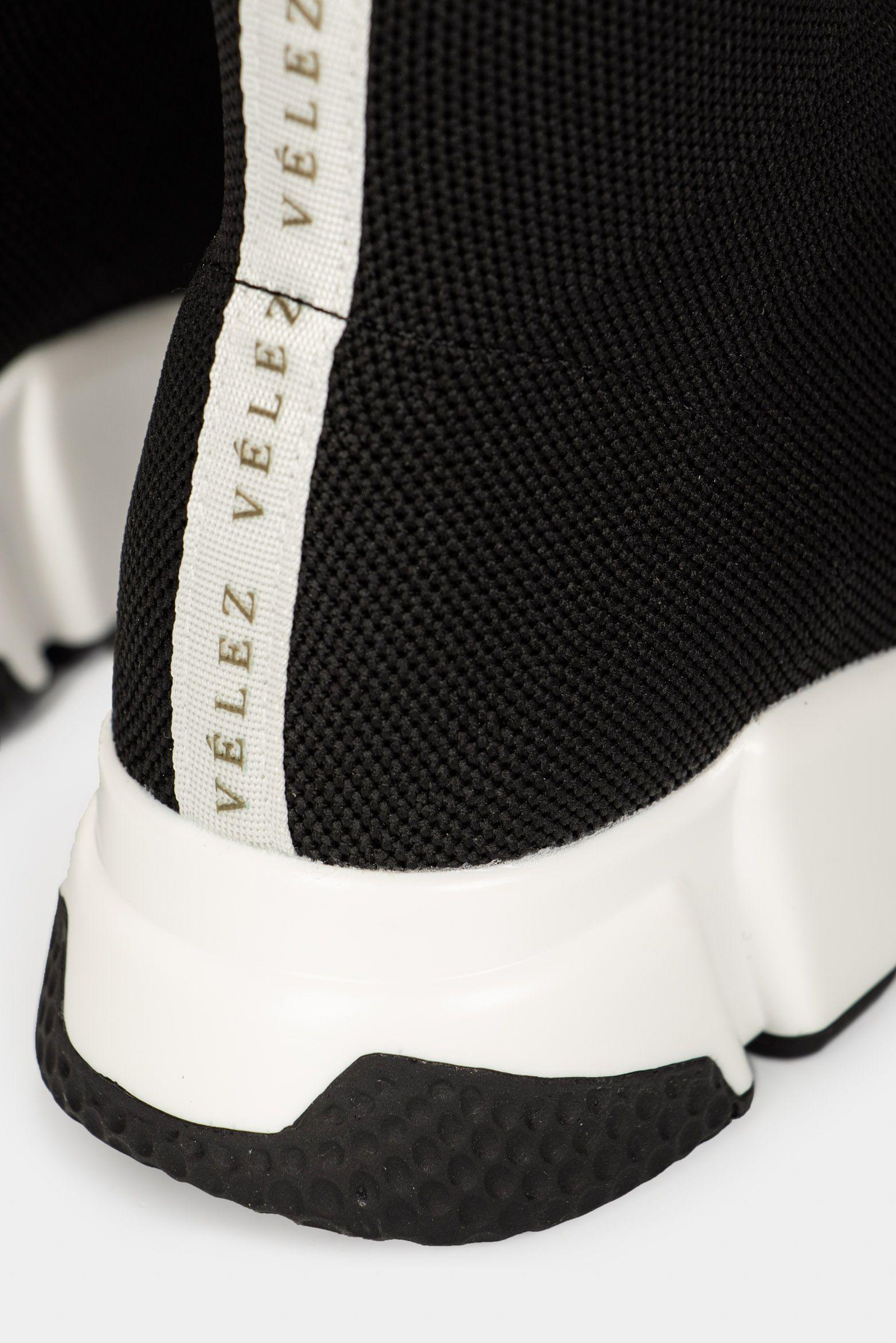 Vélez Zapatillas Botín Zamba Mujer Téxtil Y Cuero Negro-4