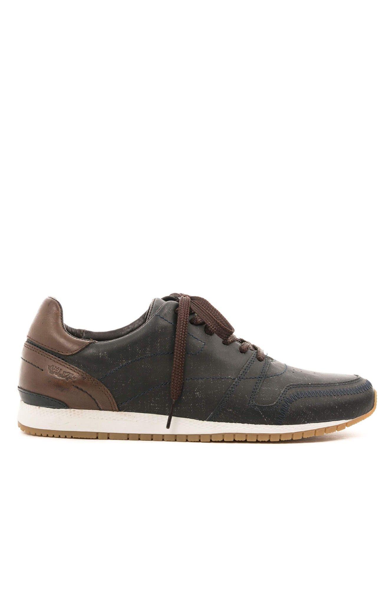 Vélez Zapatillas Deportivos De Cuero Vintage Azul Oscuro-1