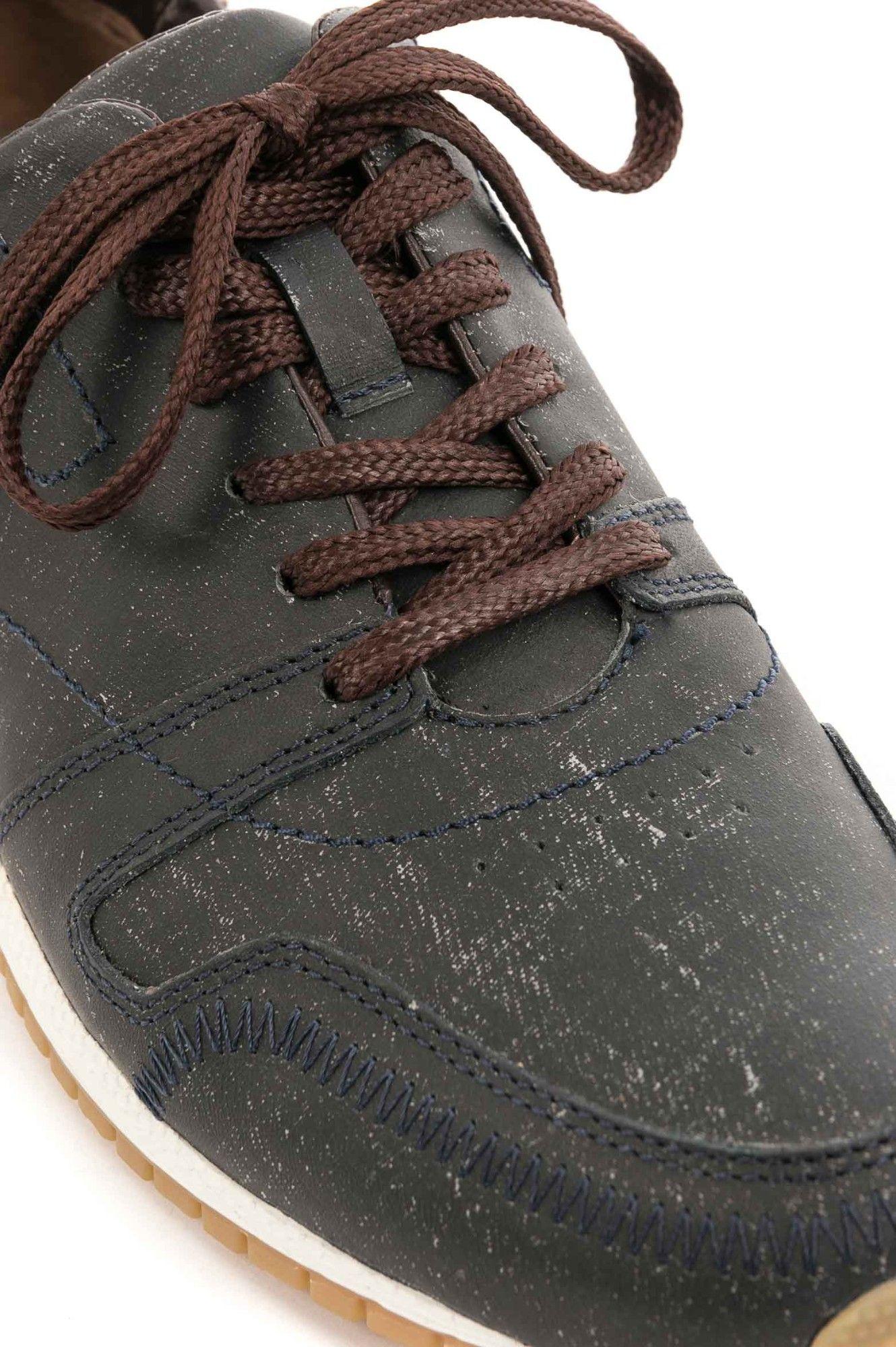 Vélez Zapatillas Deportivos De Cuero Vintage Azul Oscuro-2