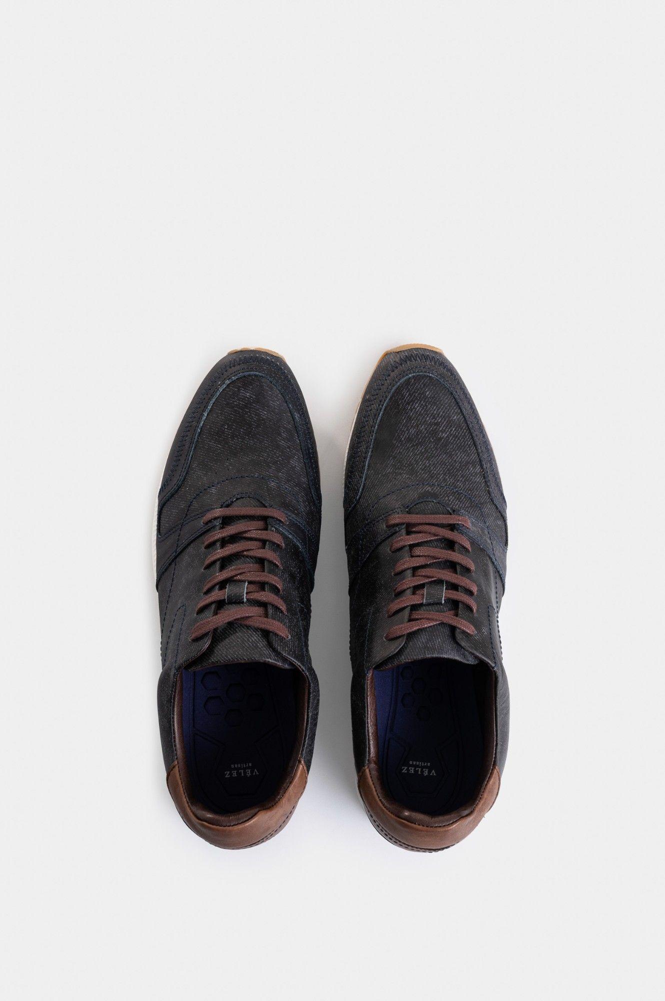 Vélez Zapatillas Deportivos De Cuero Vintage Azul Oscuro-4