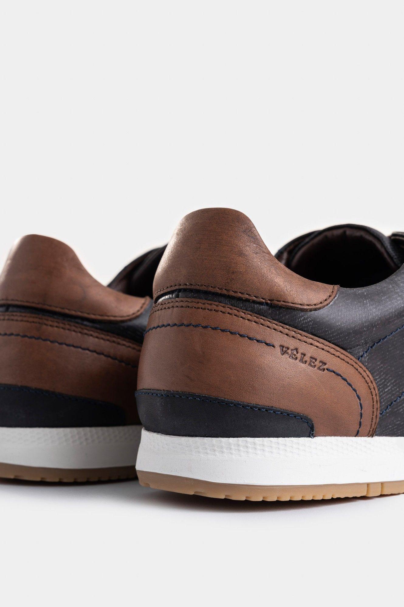 Vélez Zapatillas Deportivos De Cuero Vintage Azul Oscuro-5