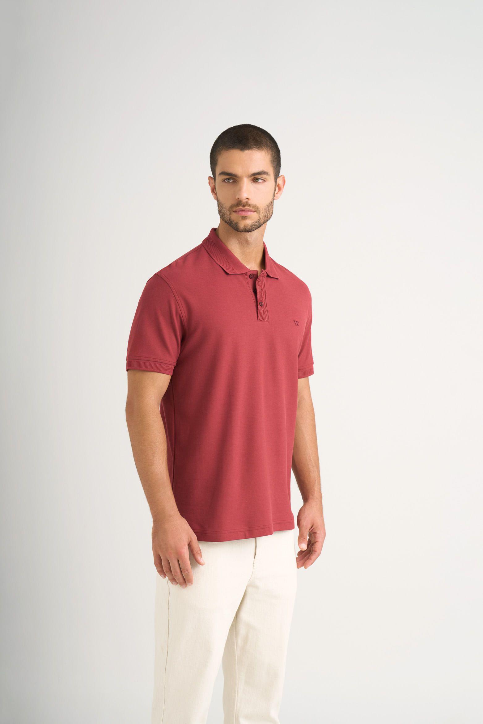 Vélez Polo Para Hombre Semi Fit Detalle Jacquard Vinotinto-3