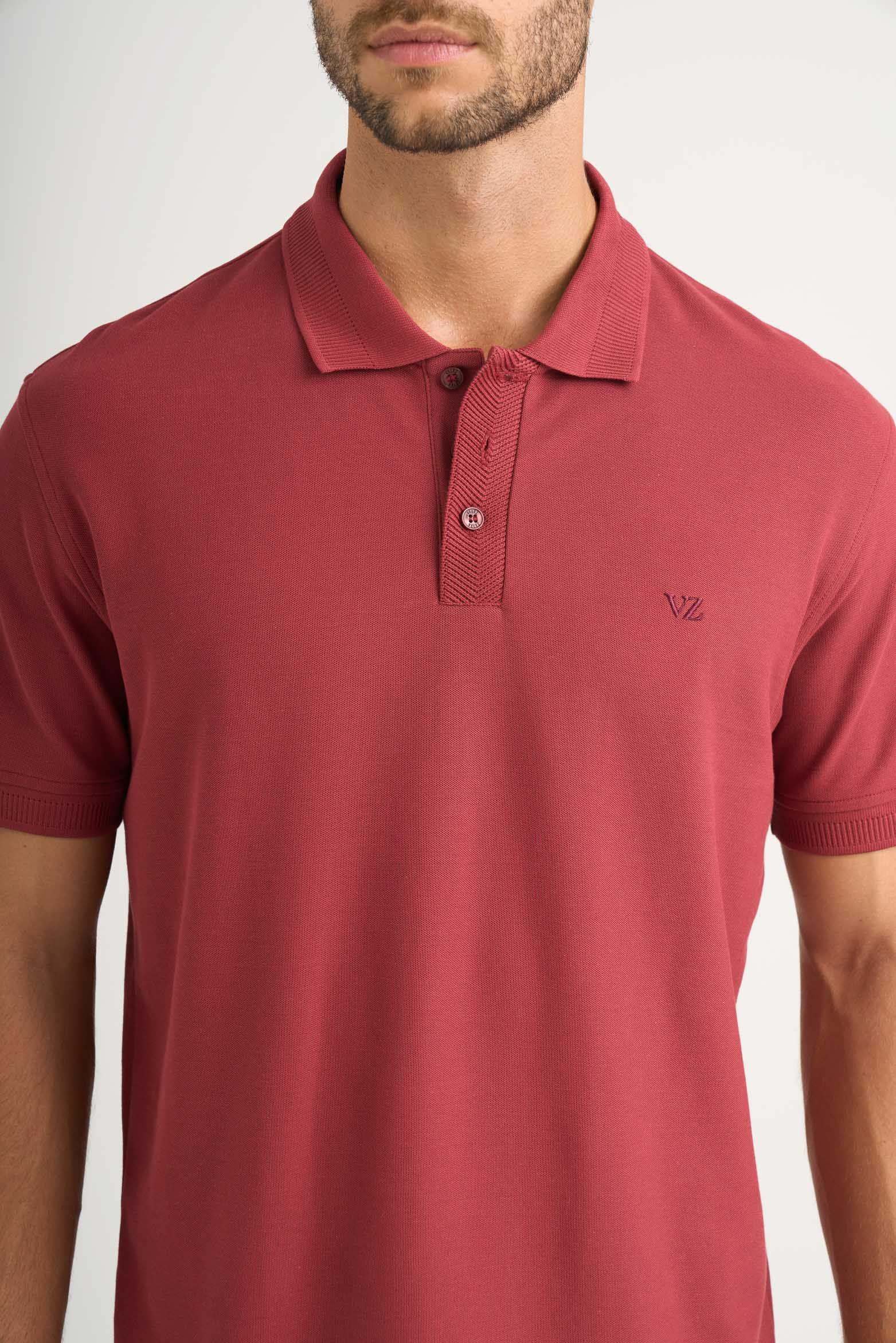 Vélez Polo Para Hombre Semi Fit Detalle Jacquard Vinotinto-4
