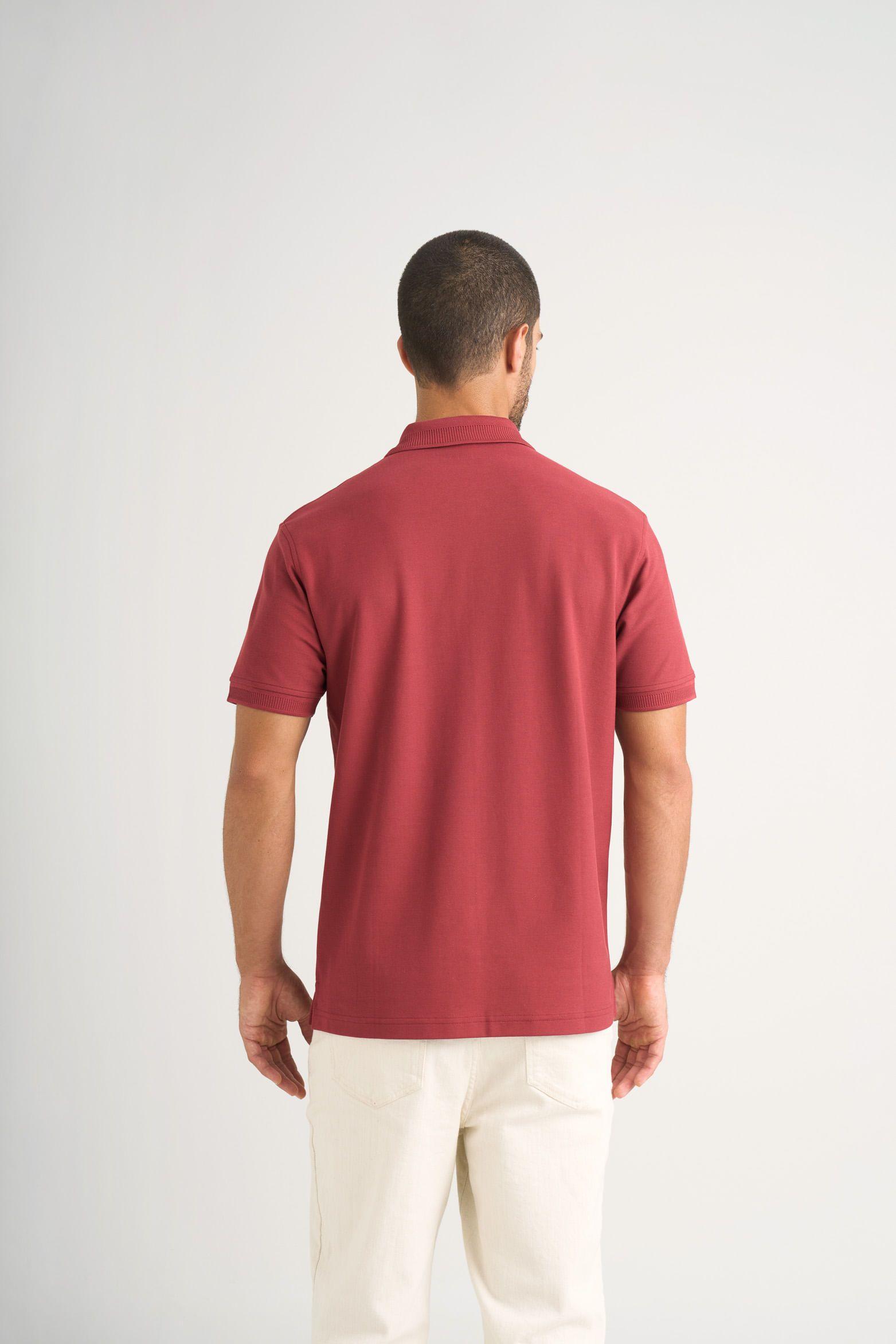 Vélez Polo Para Hombre Semi Fit Detalle Jacquard Vinotinto-5