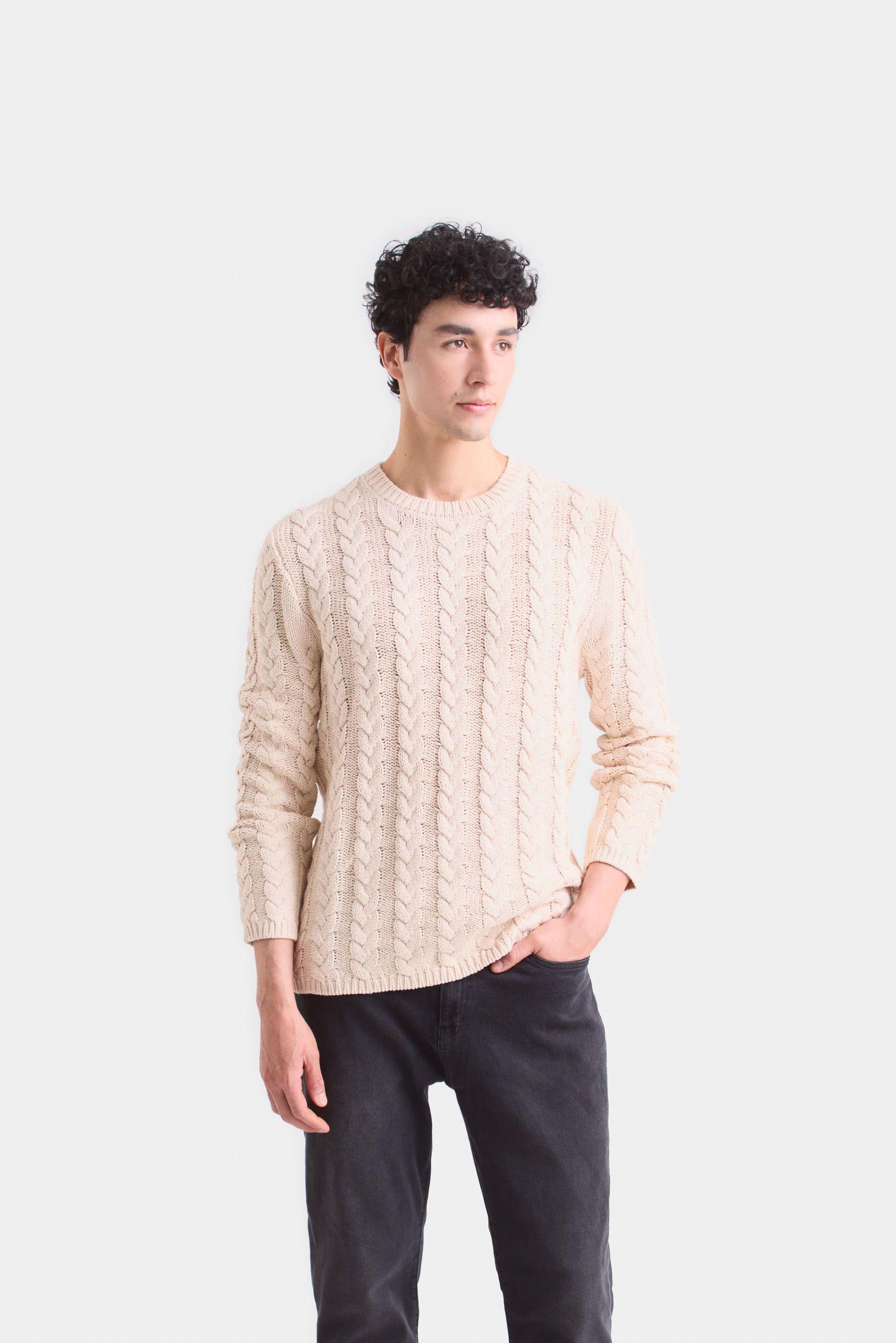 Vélez Sweater Capri Tejido En Algodón Para Hombre Beige-0