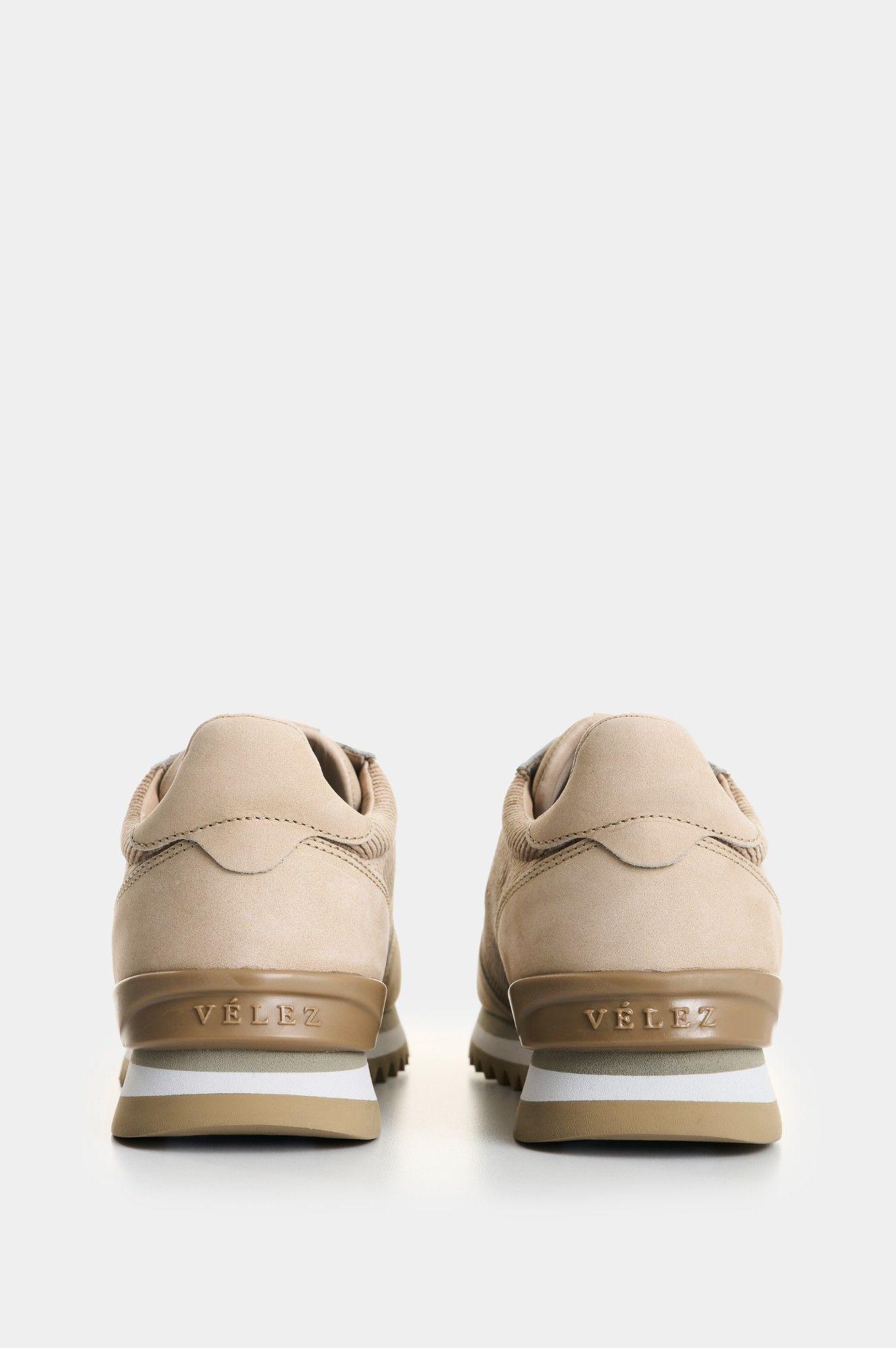 Vélez Zapatilla Tenis En Corduroy Y Cuero Mujer Mist Arena-2