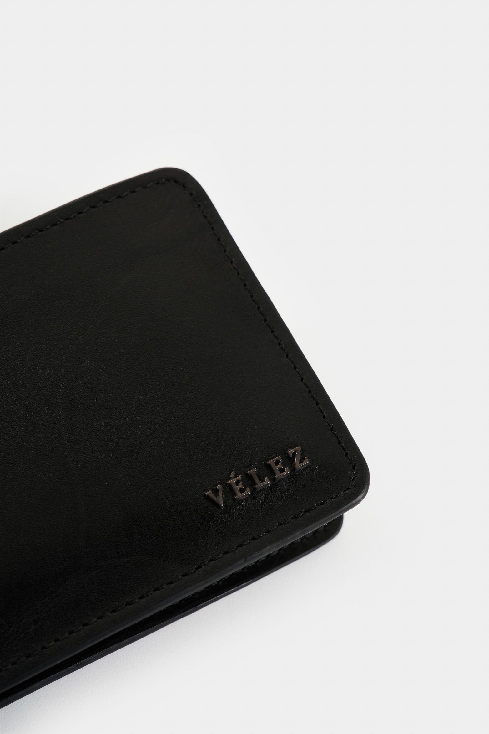 Vélez Billetera Oasis Cuero Hombre Detalle Contraste Negro-3