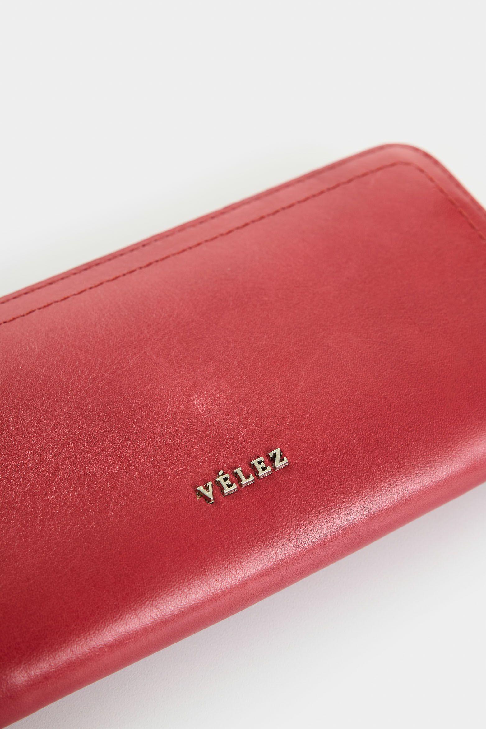 Vélez Billetera Porta Chequera De Cuero Mujer Arezzo Rojo-3