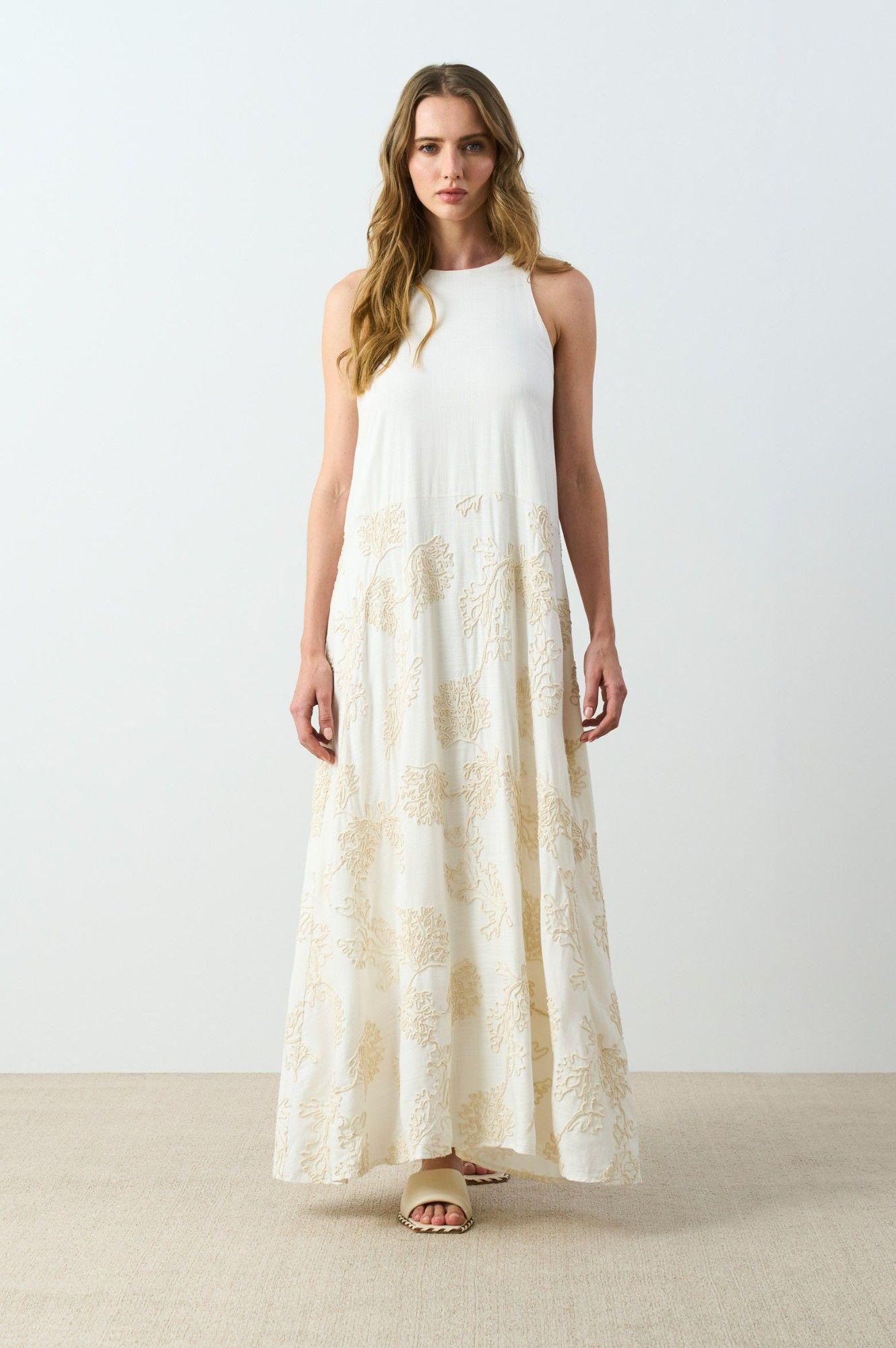 Vélez Vestido Escote Halter Mujer Almaris Crema-0