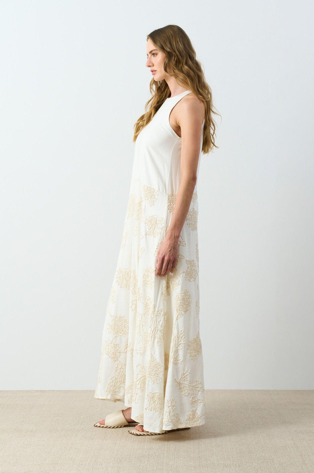 Vélez Vestido Escote Halter Mujer Almaris Crema-1