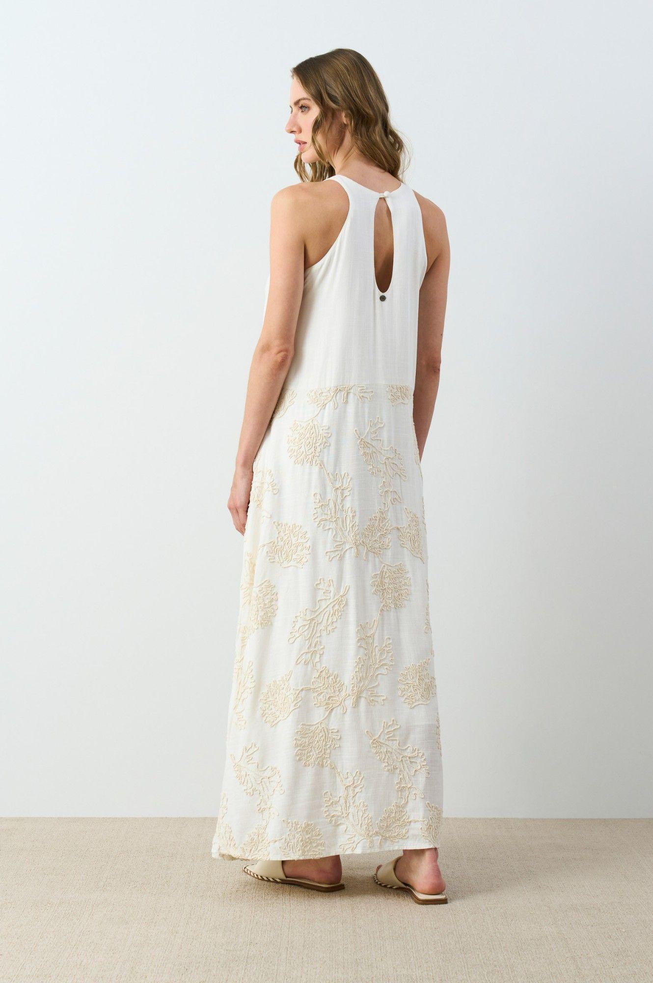 Vélez Vestido Escote Halter Mujer Almaris Crema-2
