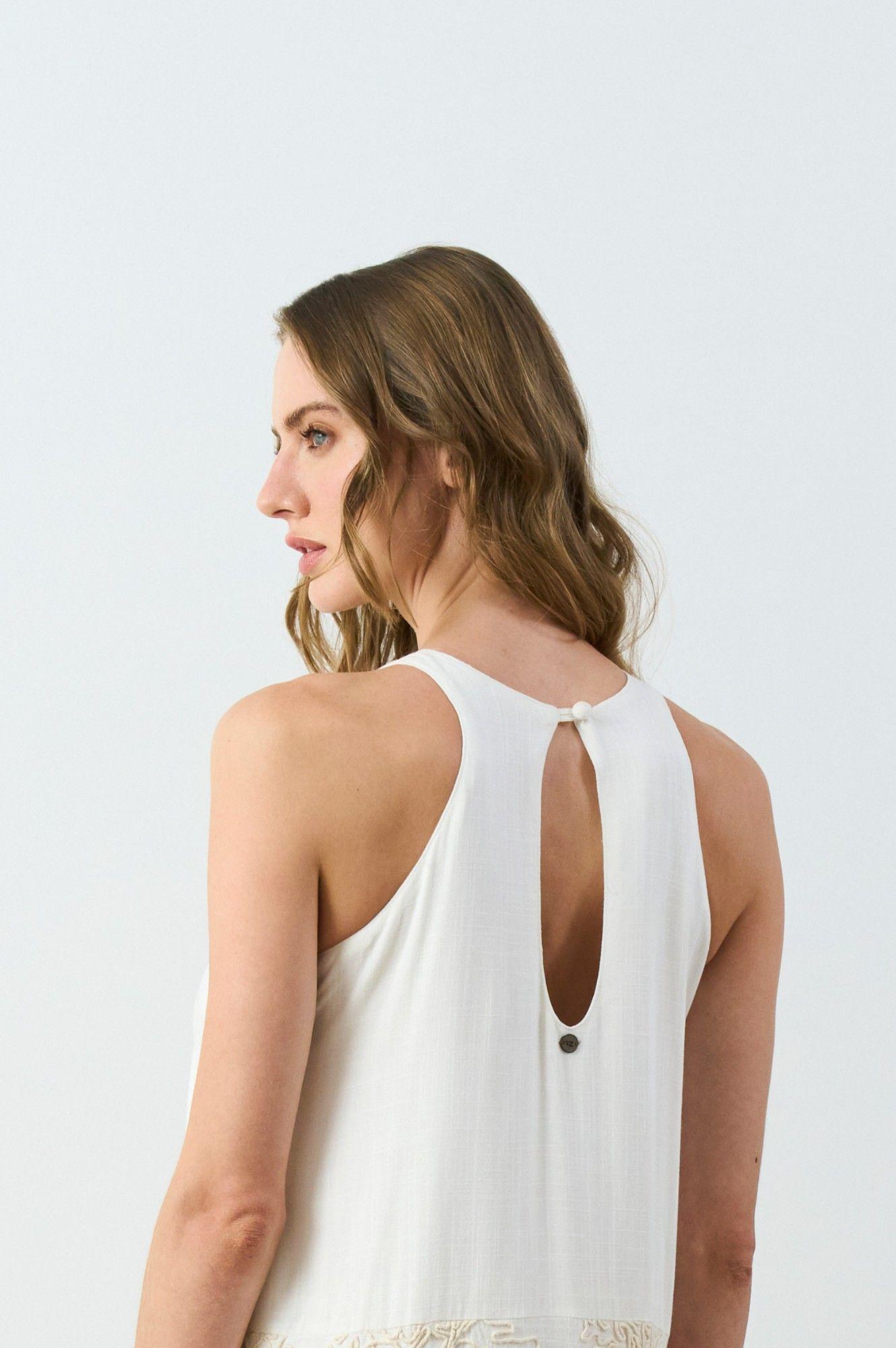 Vélez Vestido Escote Halter Mujer Almaris Crema-5