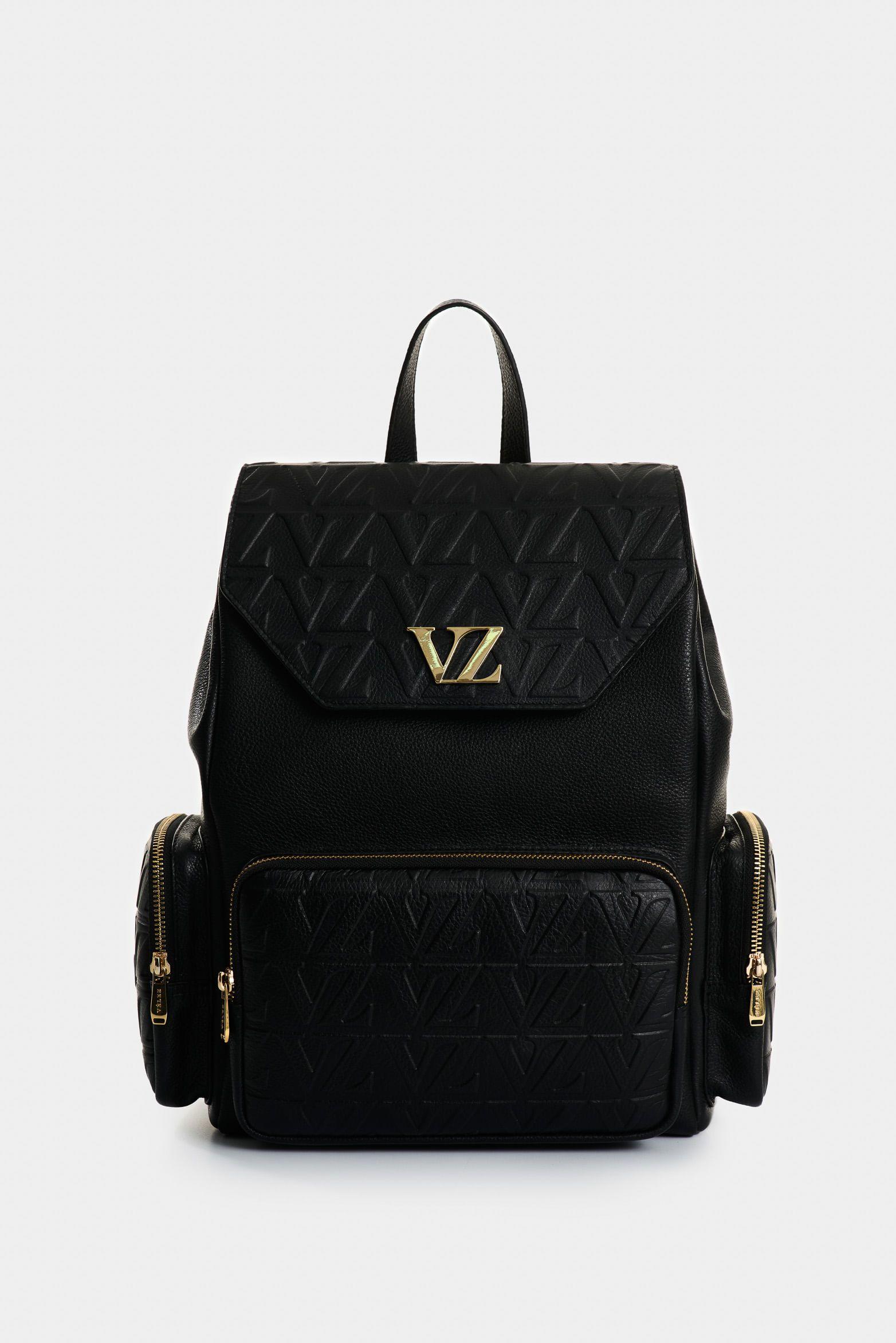 Vélez Mochila Silene De Cuero Para Mujer Monogram Negro-0