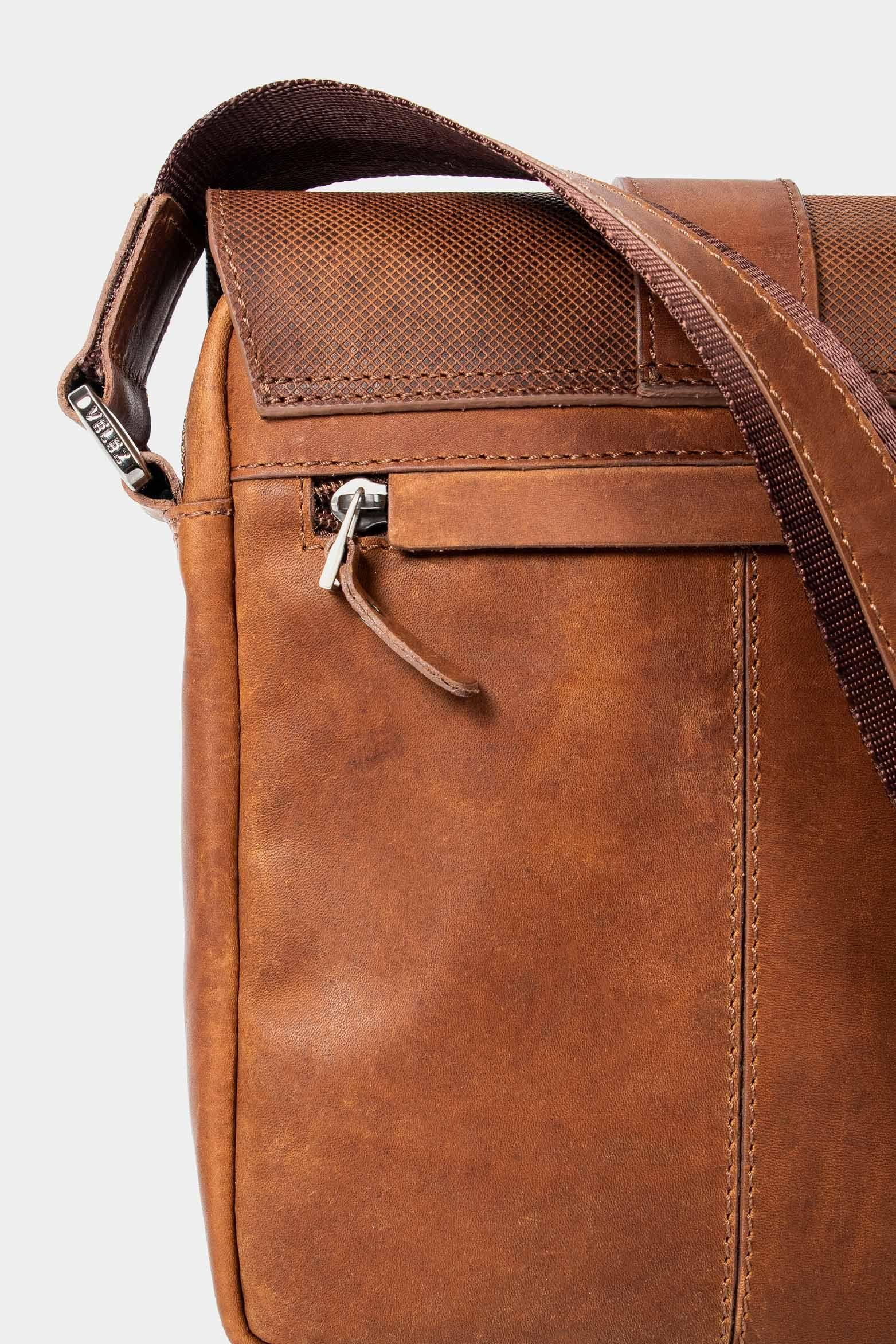 Vélez Cartera Bandolera De Cuero Vintage Miel-2