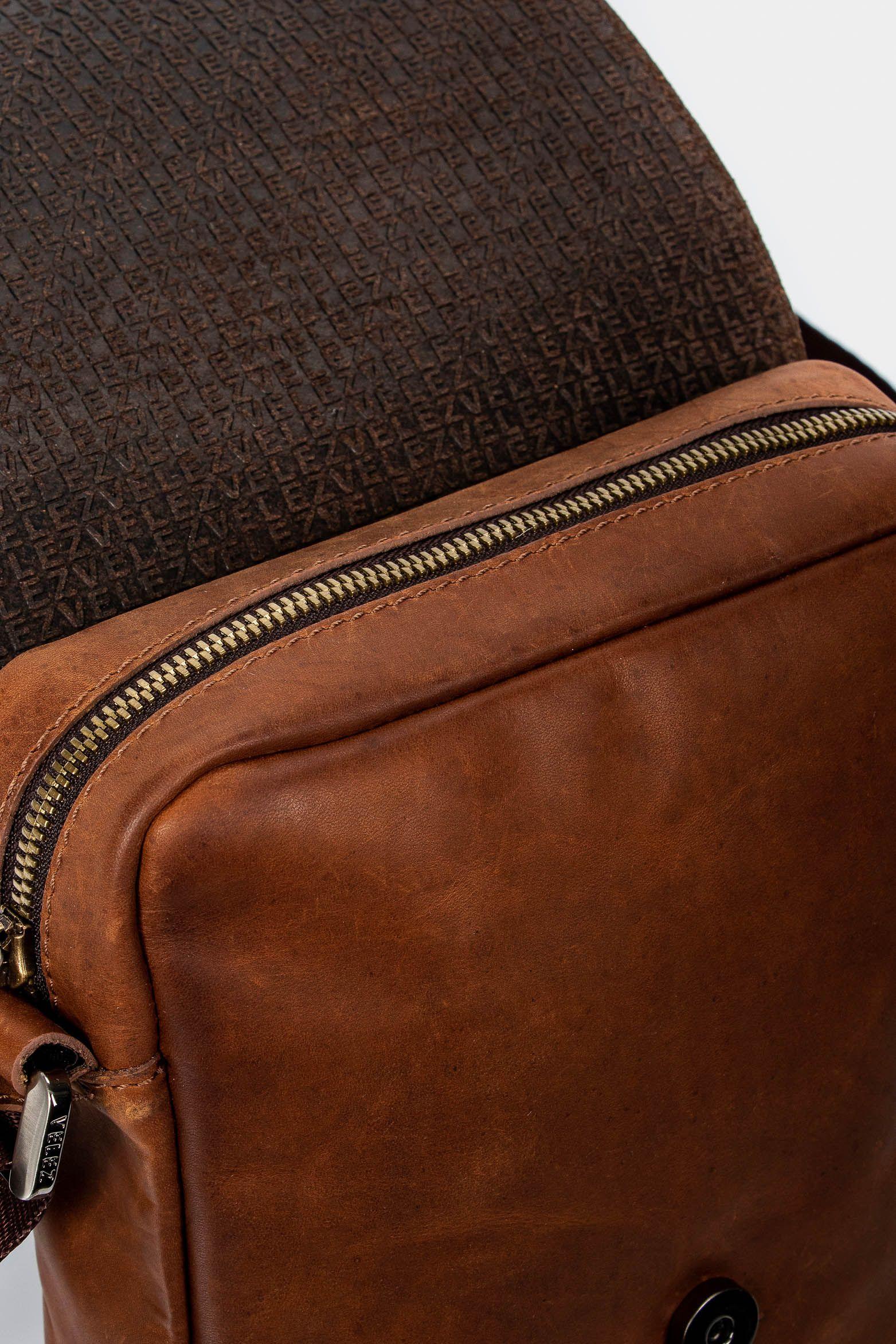 Vélez Cartera Bandolera De Cuero Vintage Miel-4