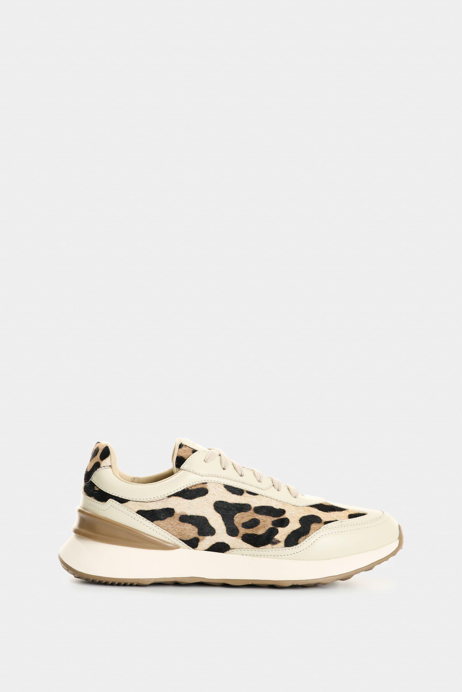 Vélez Zapatillas Cuero Pelo  Animal Print Mujer Elios Arena-0