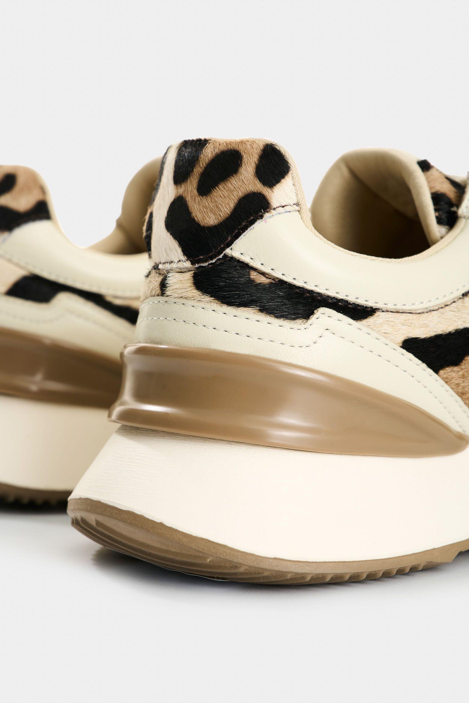 Vélez Zapatillas Cuero Pelo  Animal Print Mujer Elios Arena-4