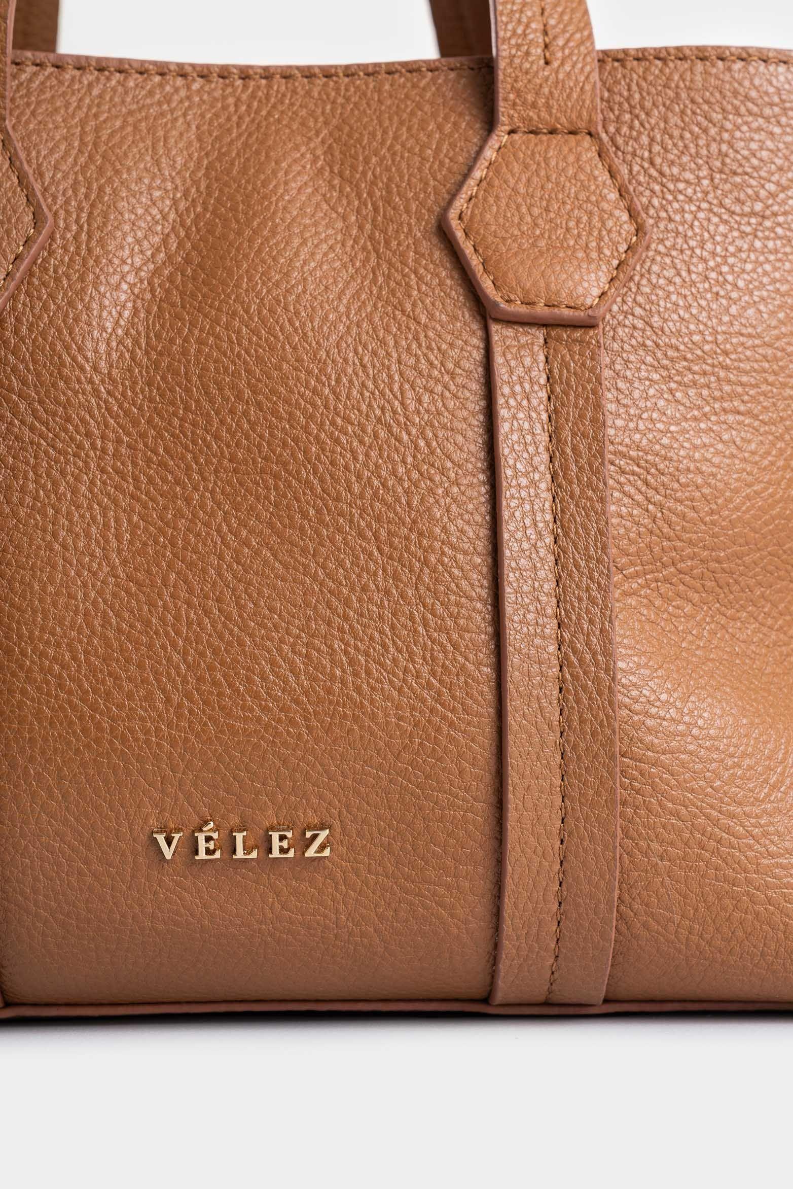 Vélez Manos Libres Nectaria Cuero Mujer Detalle Trenza Miel-3