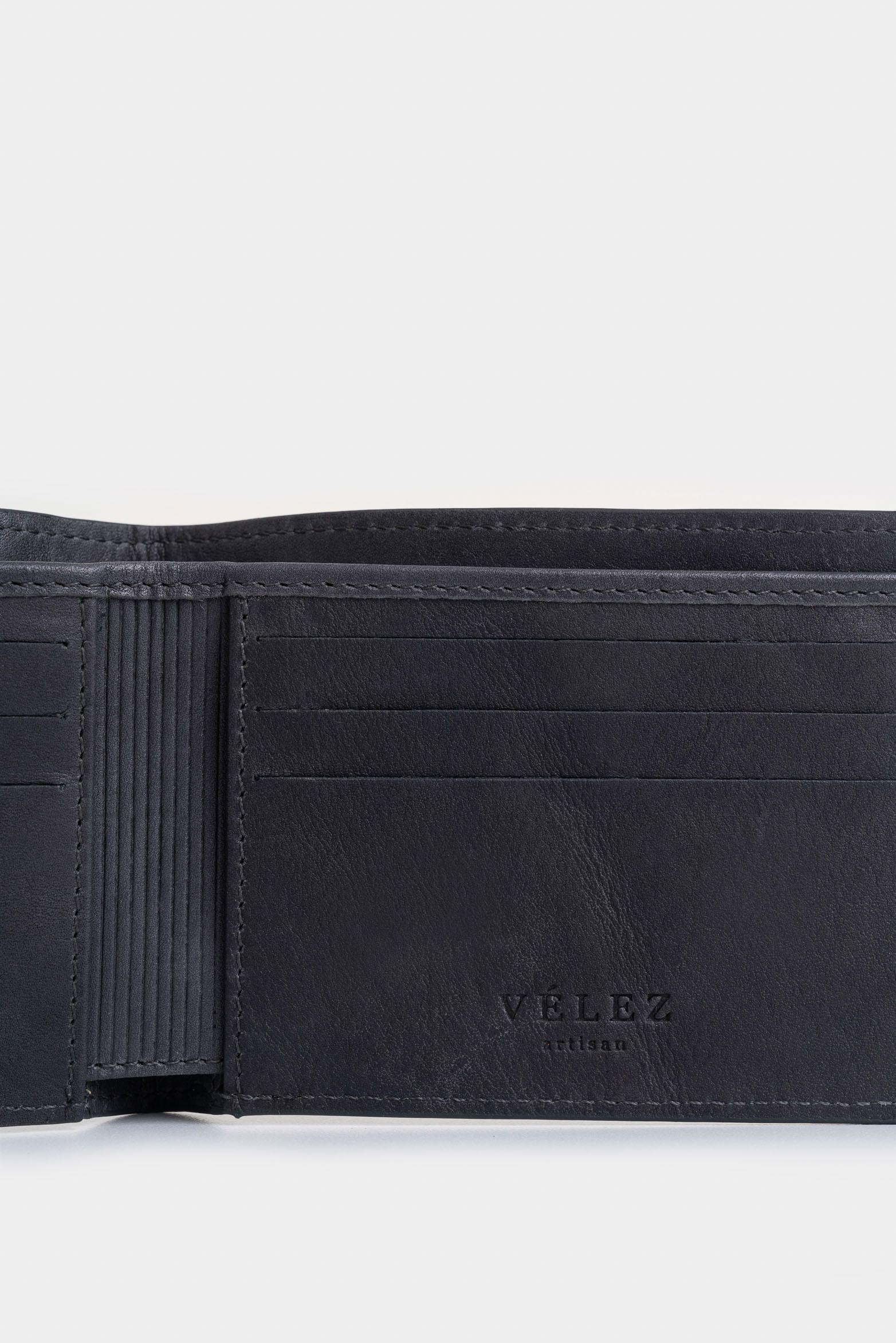 Vélez Billetera Lyra Cuero Hombre Detalle Tejido Gris-4