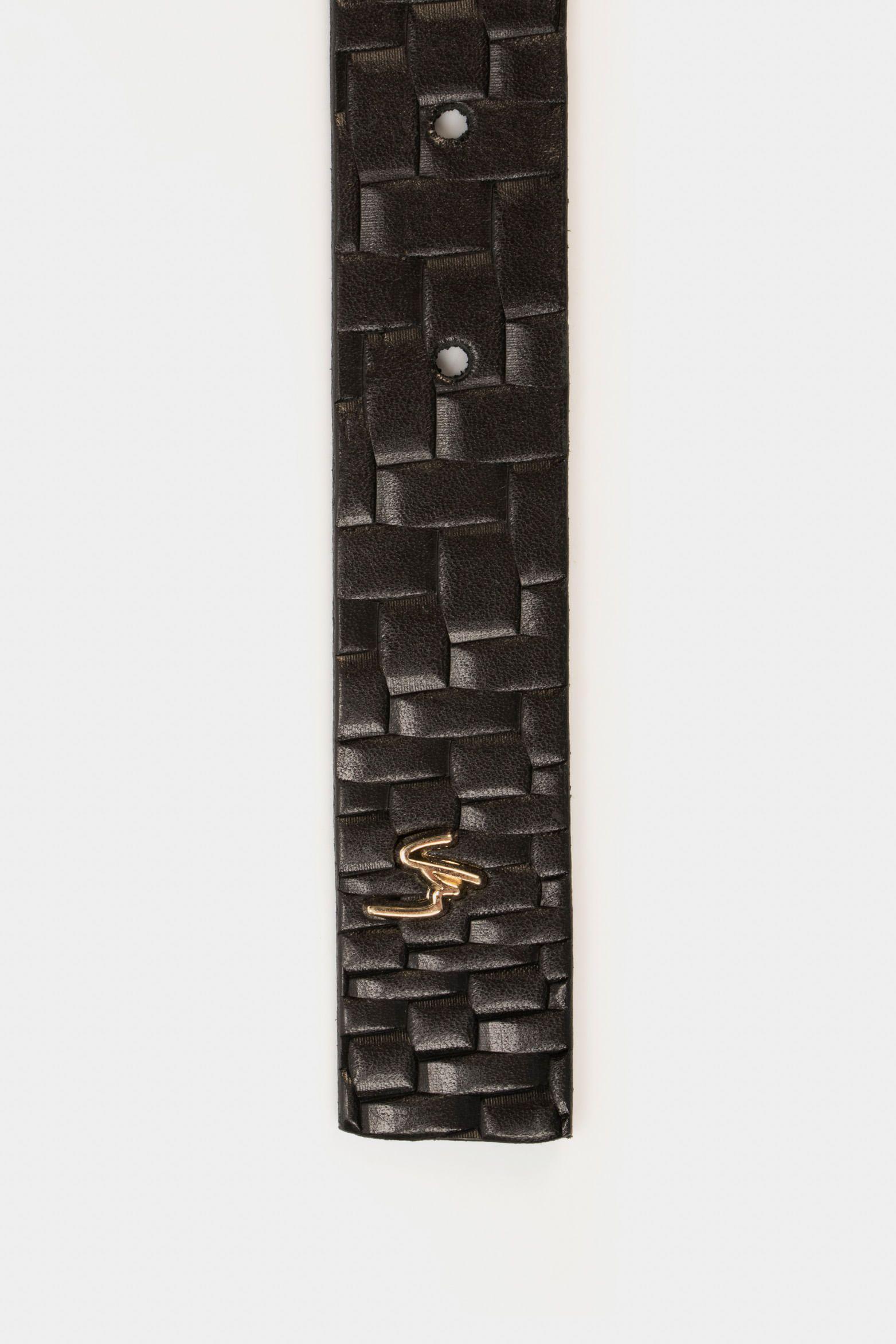 Vélez Cinturón Unifaz Butan De Cuero Textura Artesanal Negro-3