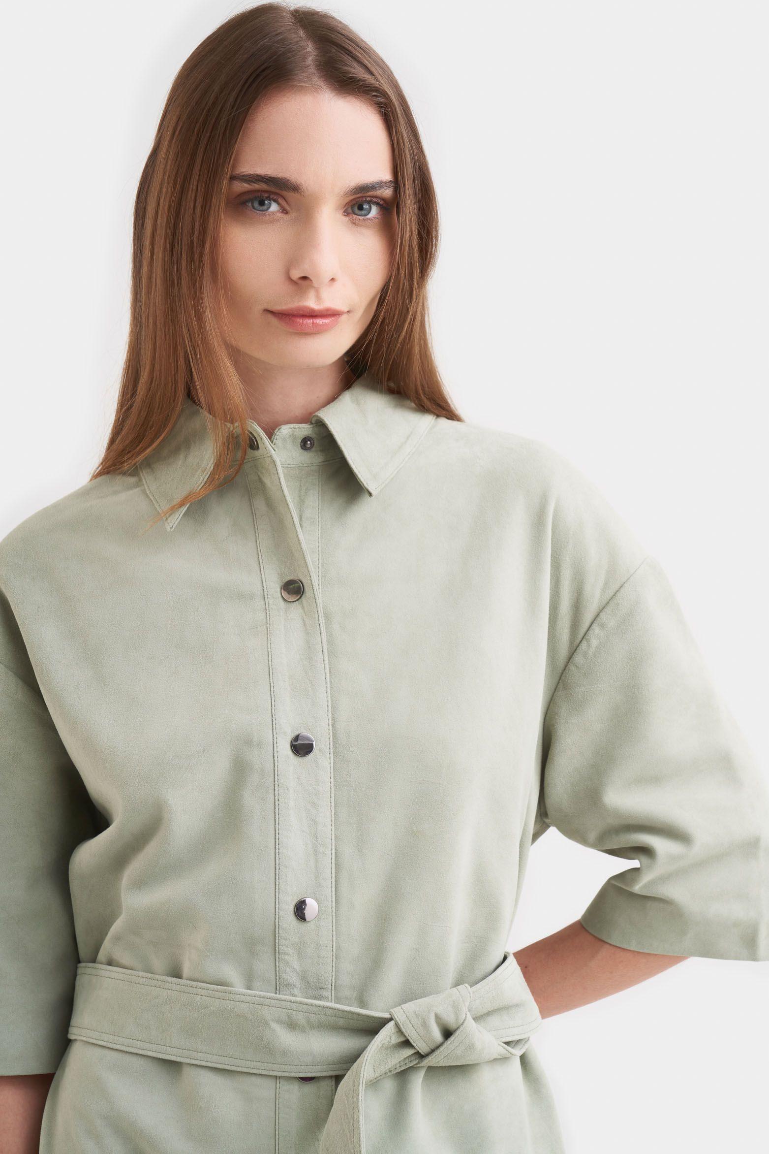 Vélez Vestido Neu Cuero Mujer Perilla Broches Agua Marina-1