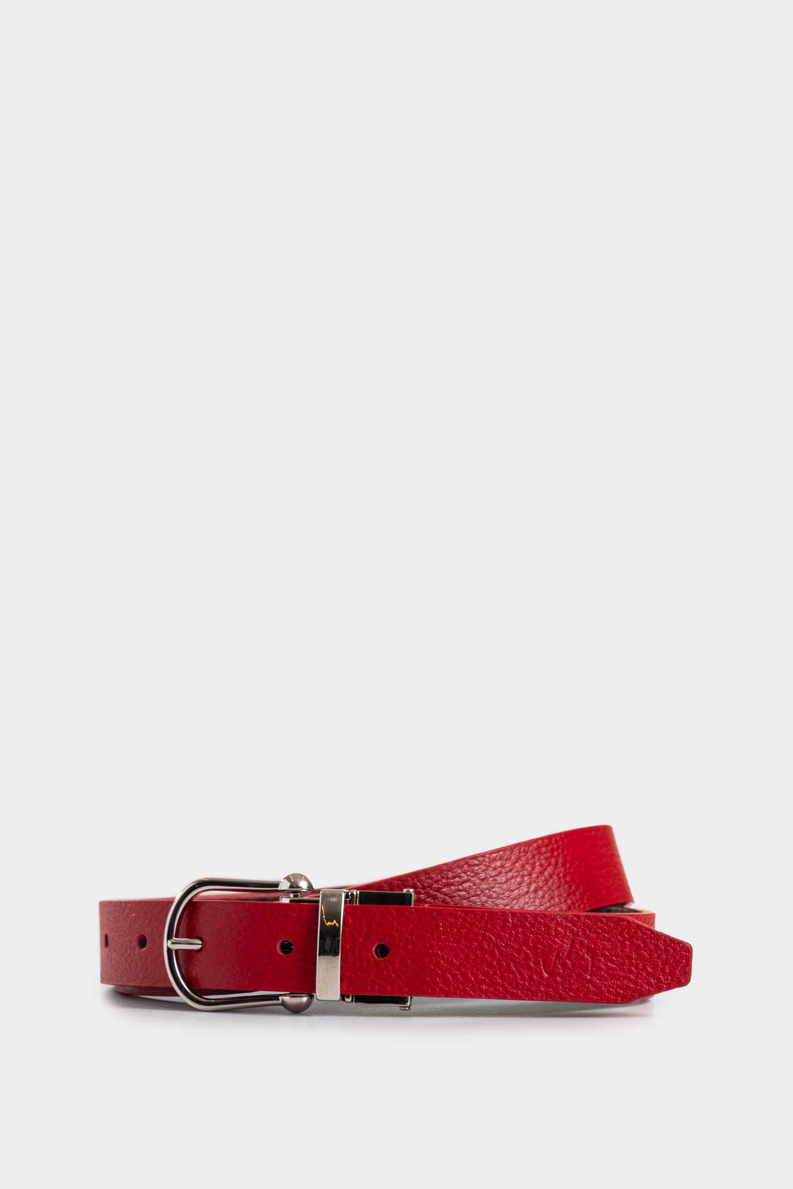 Vélez Cinturón Doble Faz Eddiem De Cuero Mujer Grabado Rojo