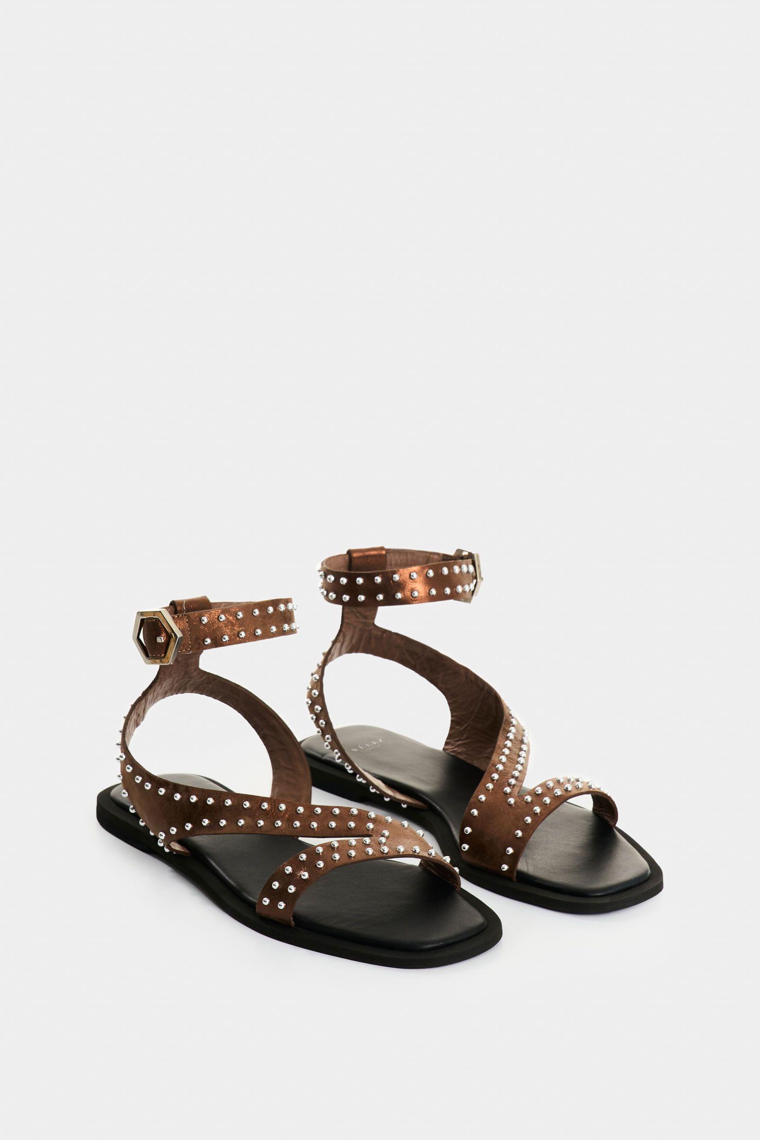 Vélez Sandalia Plana Soren Cuero Folia  Mujer Taches Bronce-1