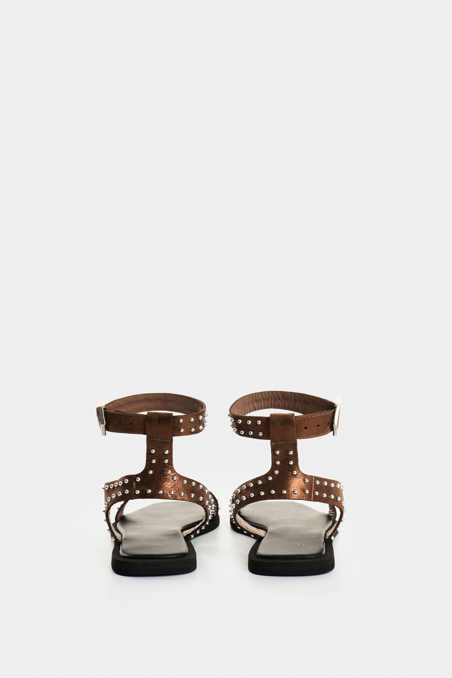 Vélez Sandalia Plana Soren Cuero Folia  Mujer Taches Bronce-2