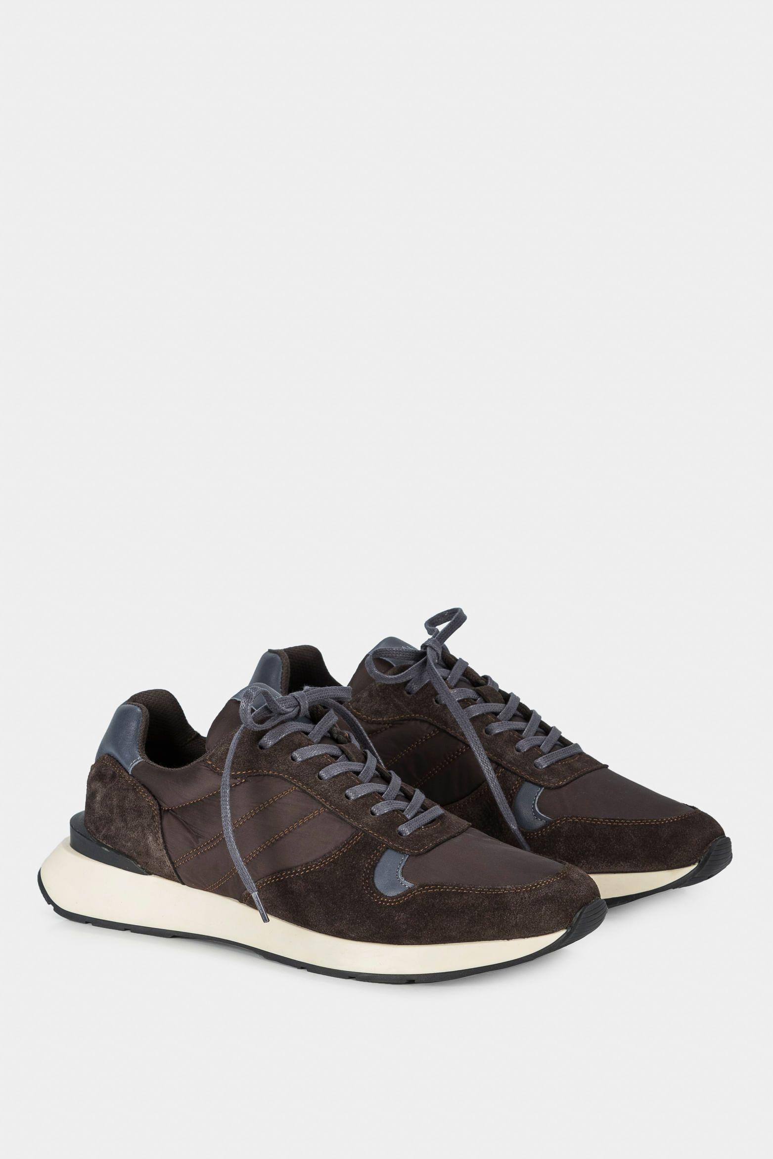 Vélez Zapatillas Oporto De Cuero por Lona Para Hombre Café-1